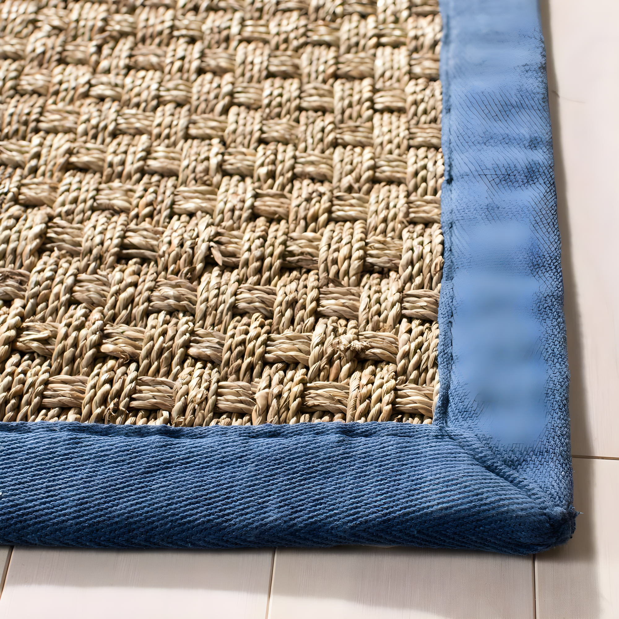 SAFAVIEH Natural Fiber Arbor Bordered Area Rug, Natural/Navy, 9' x 12'