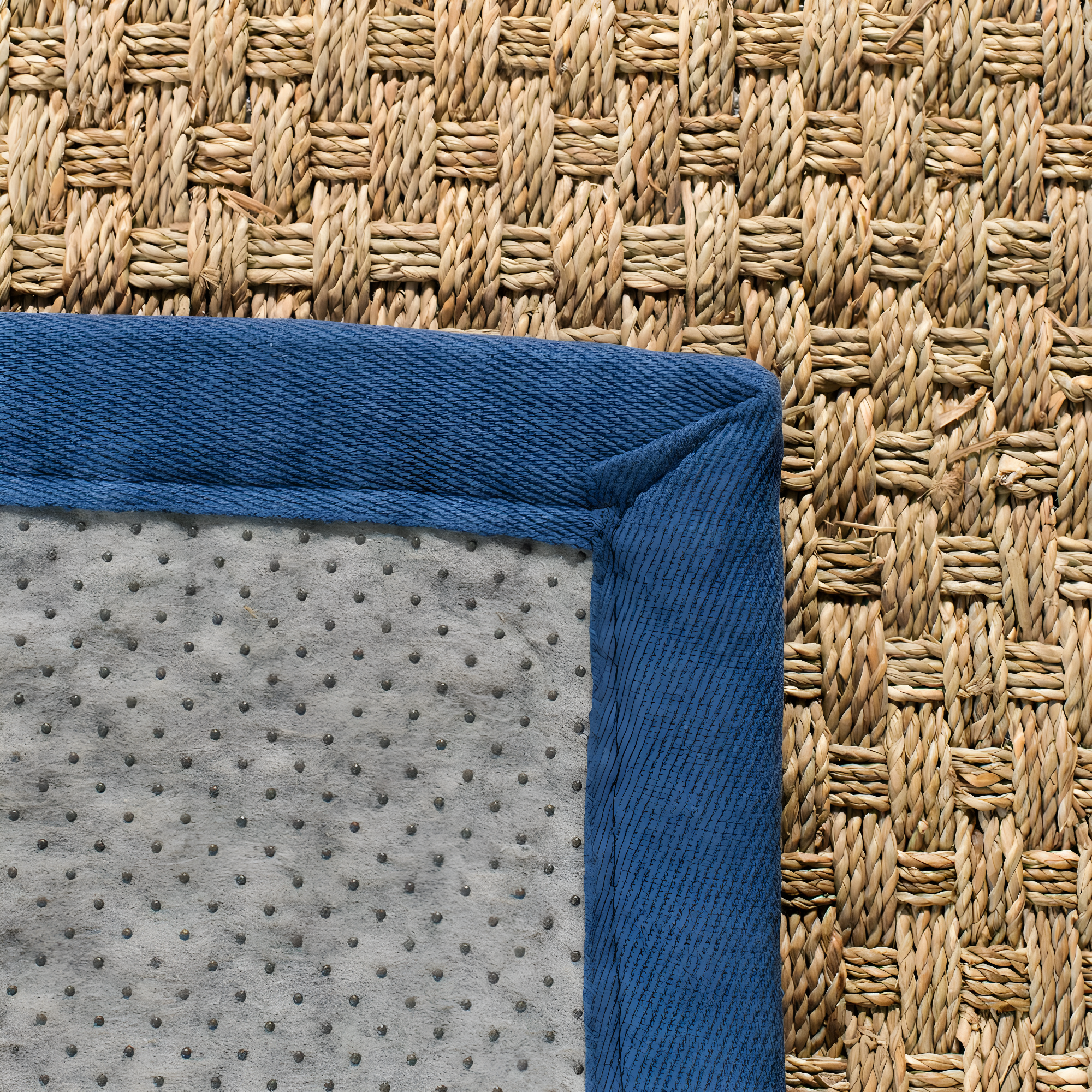 SAFAVIEH Natural Fiber Arbor Bordered Area Rug, Natural/Navy, 9' x 12'