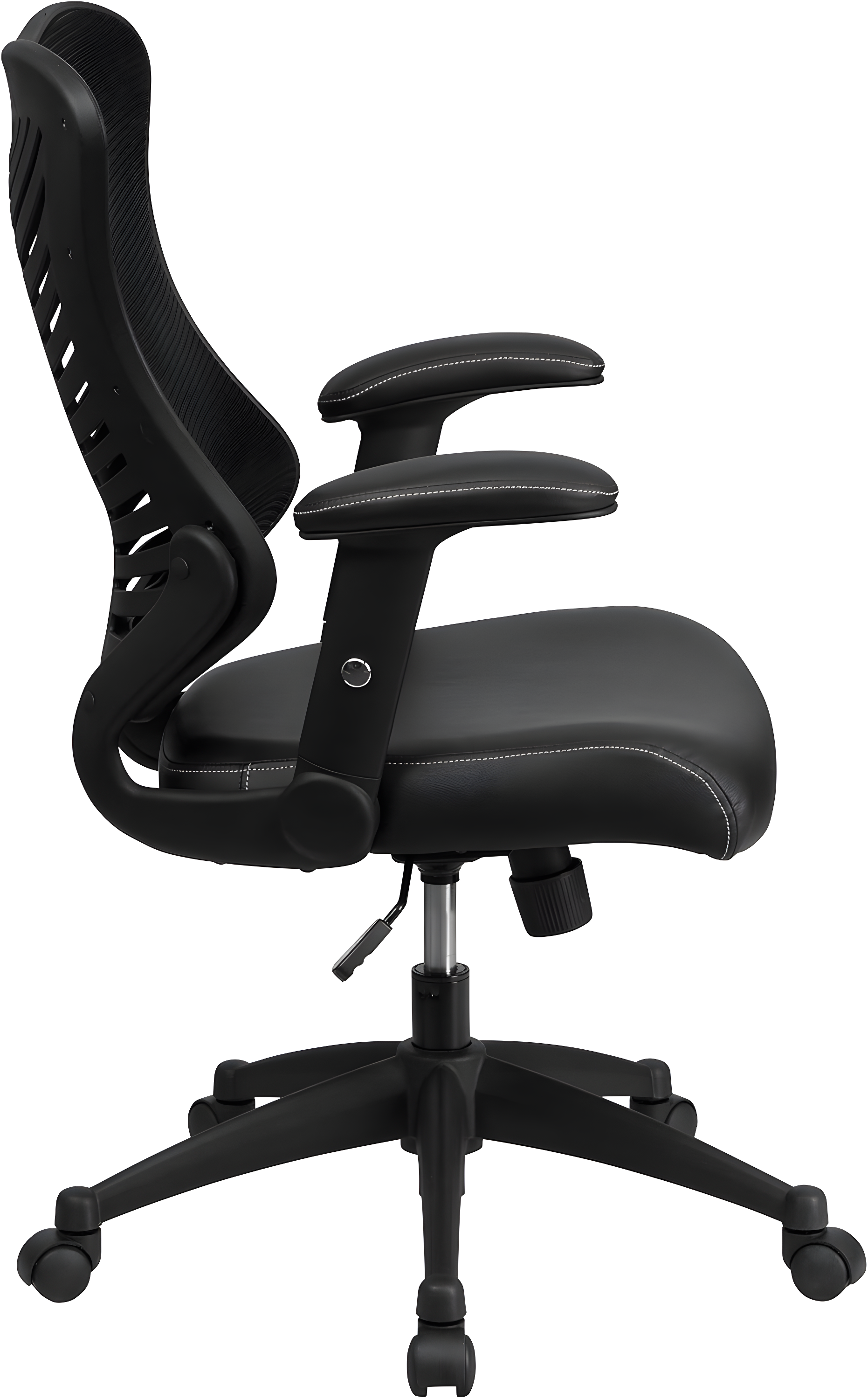 Flash Furniture High Back Designer Black Mesh Executive Swivel Ergonomic Office Chair with LeatherSoft Seat and Adjustable Arms
