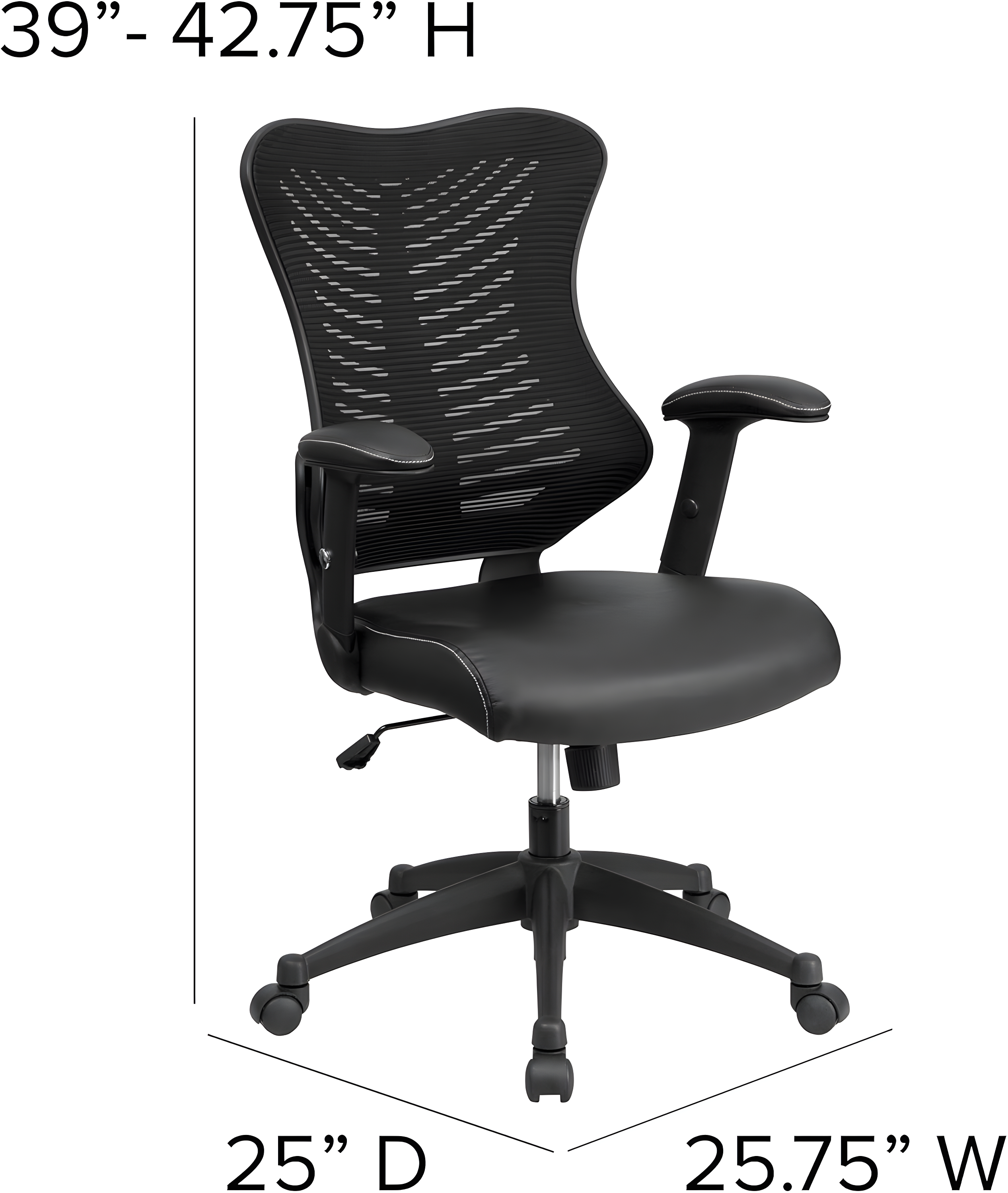 Flash Furniture High Back Designer Black Mesh Executive Swivel Ergonomic Office Chair with LeatherSoft Seat and Adjustable Arms