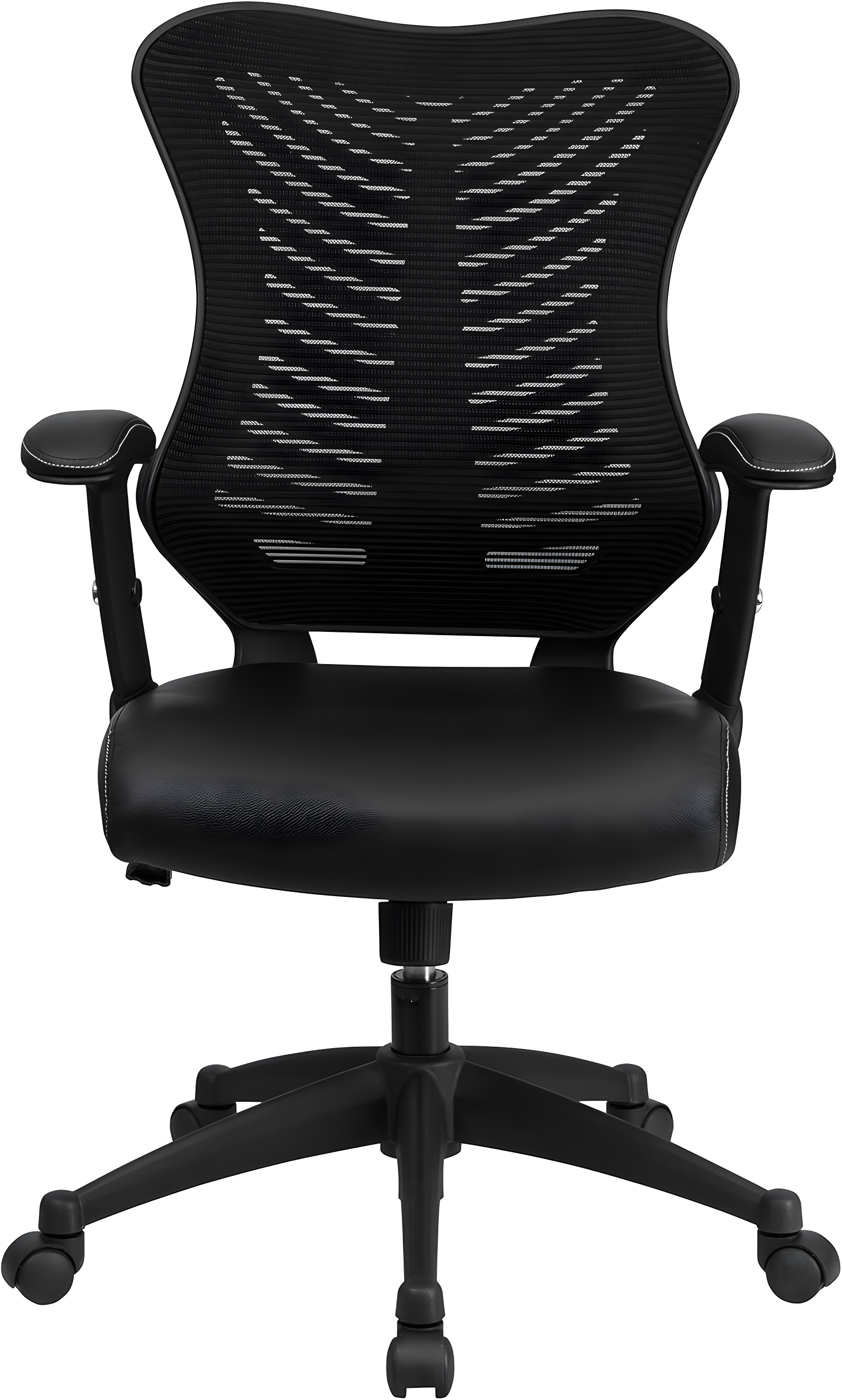 Flash Furniture High Back Designer Black Mesh Executive Swivel Ergonomic Office Chair with LeatherSoft Seat and Adjustable Arms