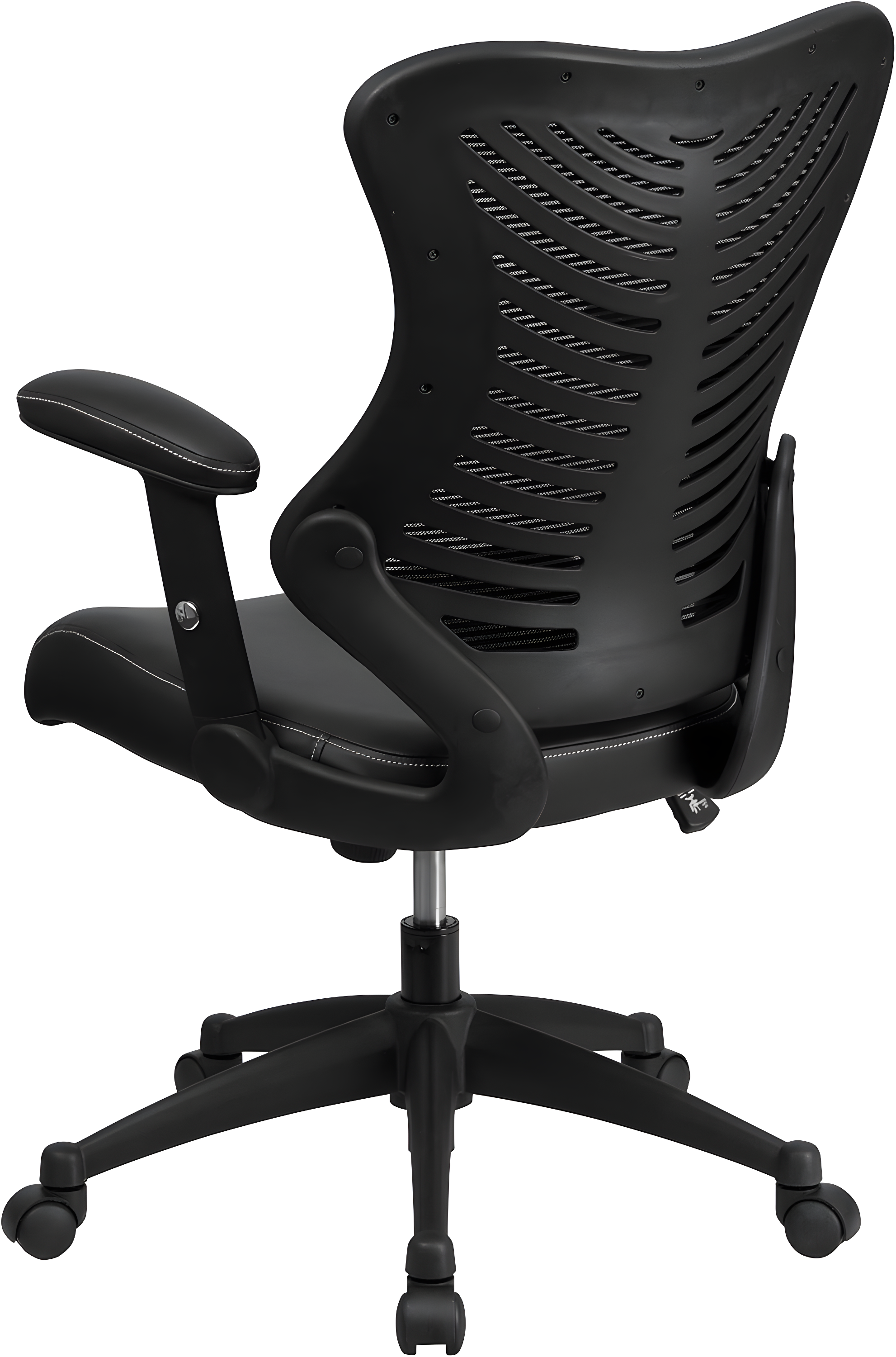 Flash Furniture High Back Designer Black Mesh Executive Swivel Ergonomic Office Chair with LeatherSoft Seat and Adjustable Arms