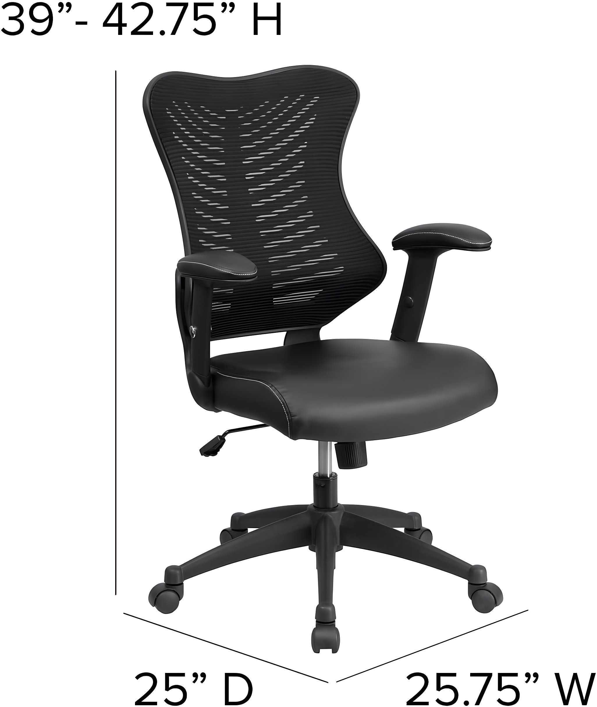Flash Furniture High Back Designer Black Mesh Executive Swivel Ergonomic Office Chair with LeatherSoft Seat and Adjustable Arms