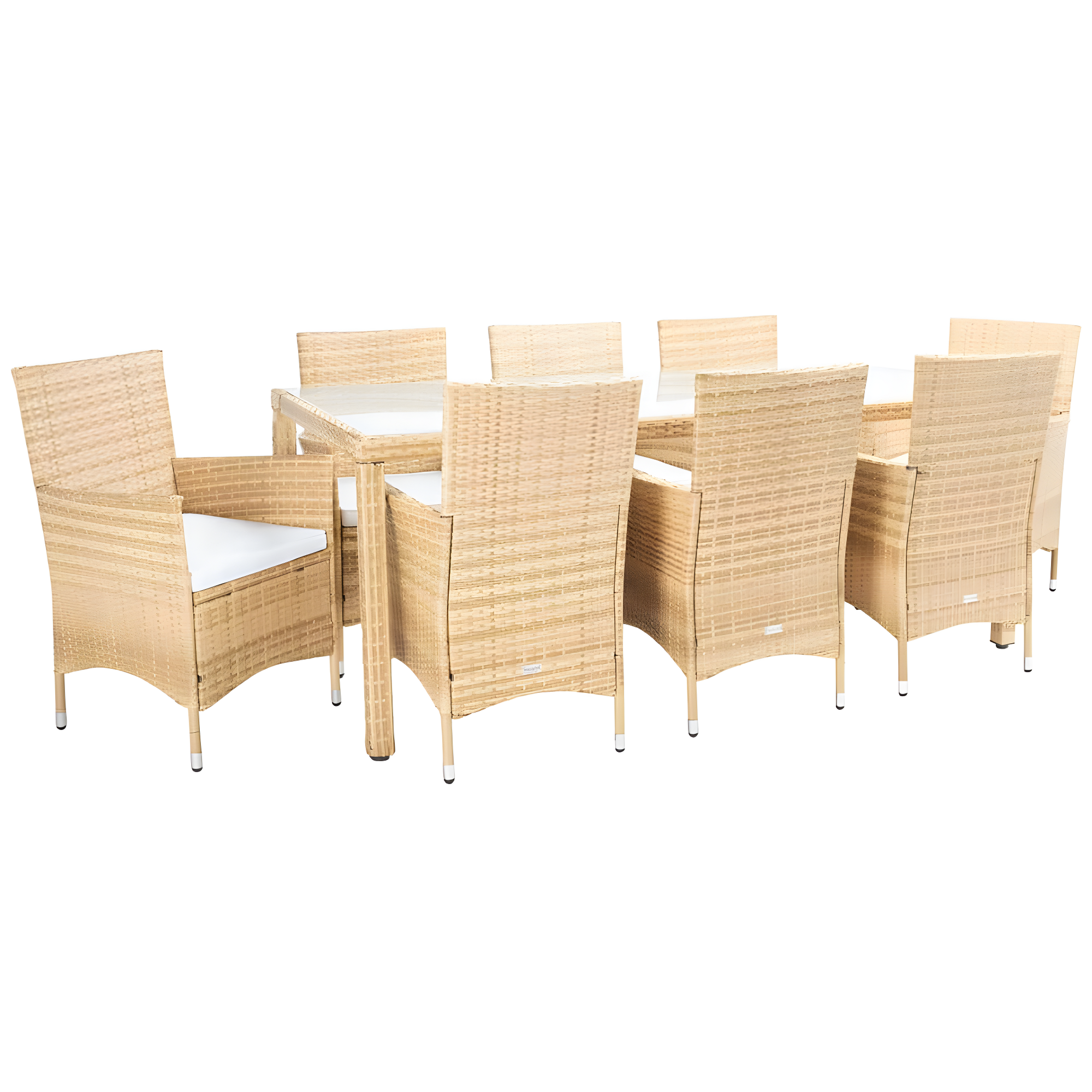 Safavieh Hailee 8 - Person Wicker Patio Dining Set with Rectangular Table , Cushions Included