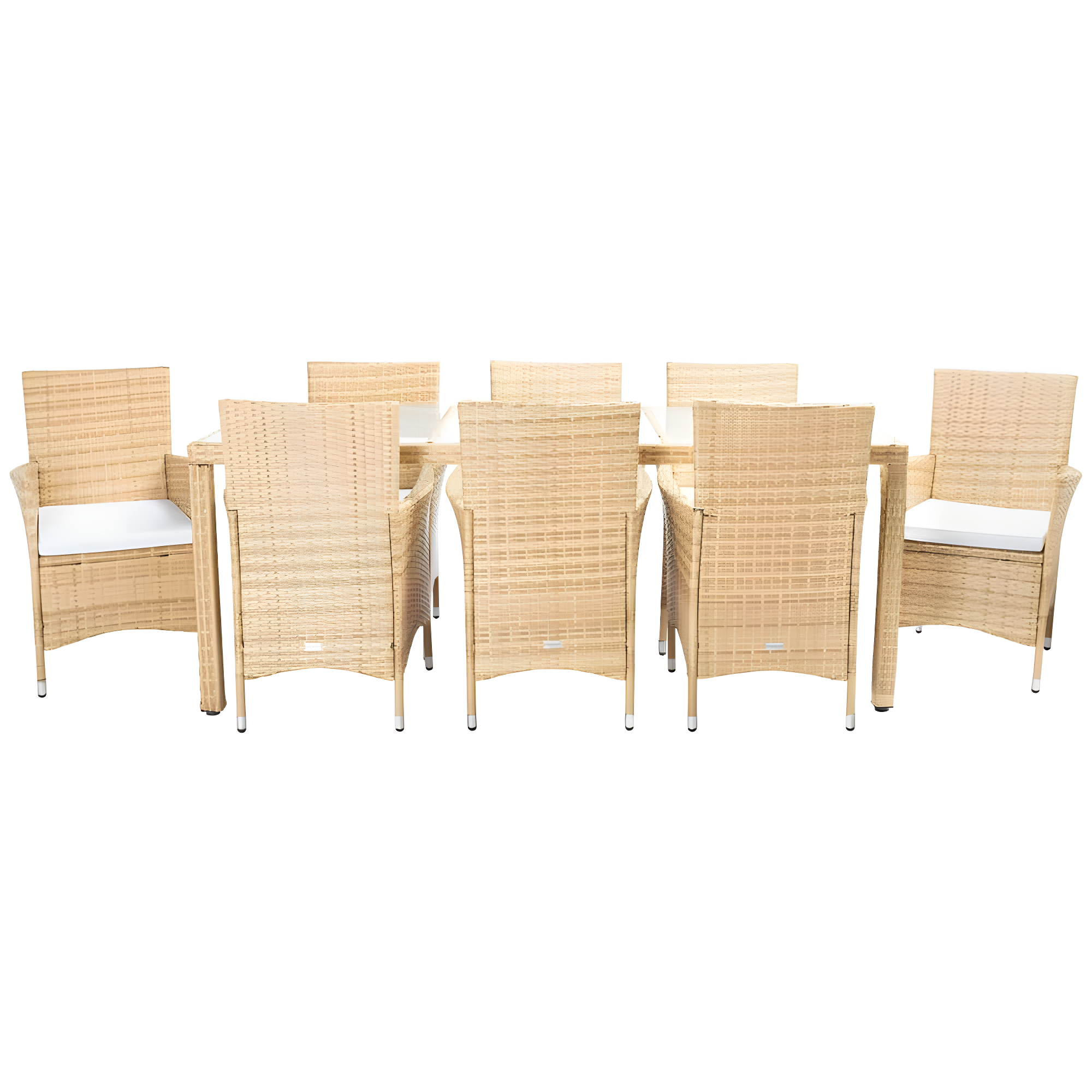 Safavieh Hailee 8 - Person Wicker Patio Dining Set with Rectangular Table , Cushions Included