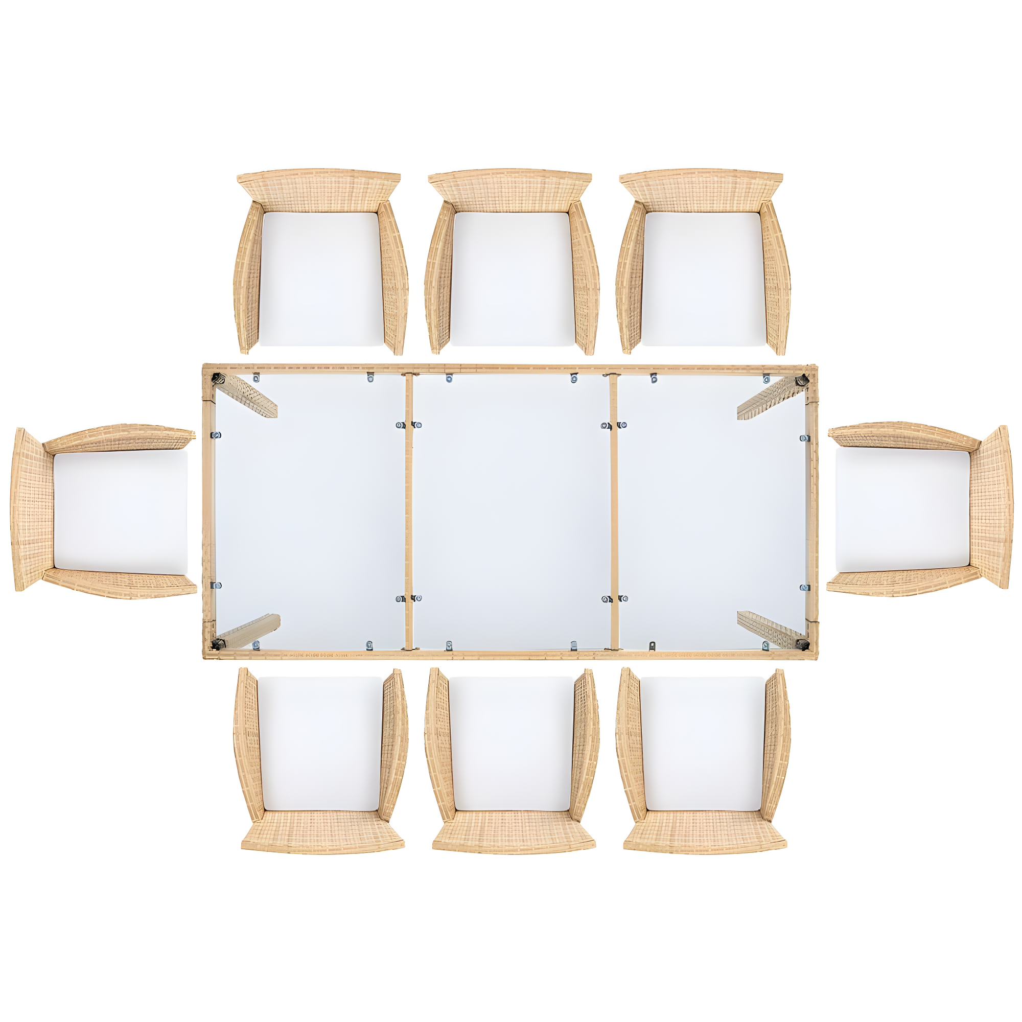 Safavieh Hailee 8 - Person Wicker Patio Dining Set with Rectangular Table , Cushions Included