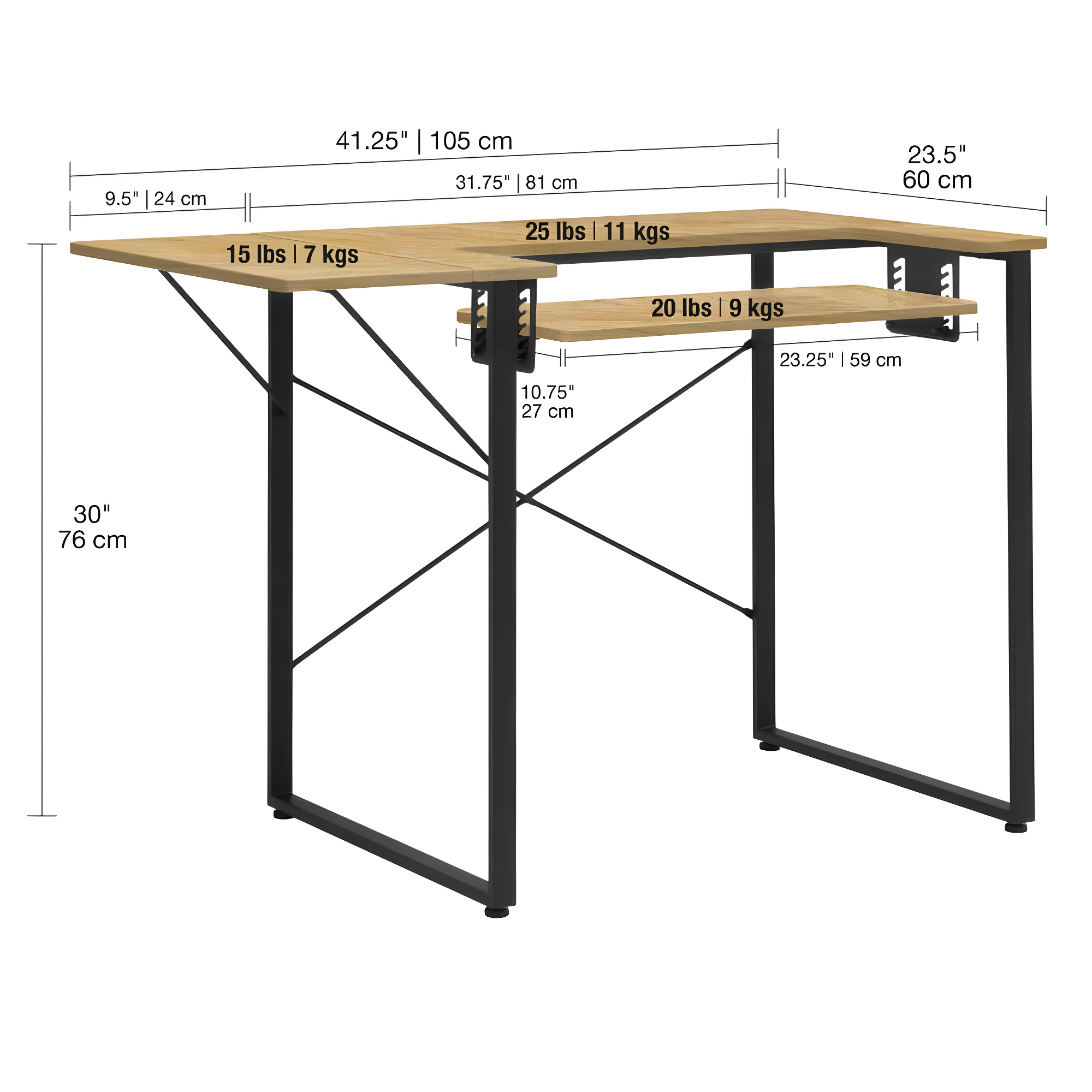 41'' x 23'' Sewing Table with Sewing Machine Platform