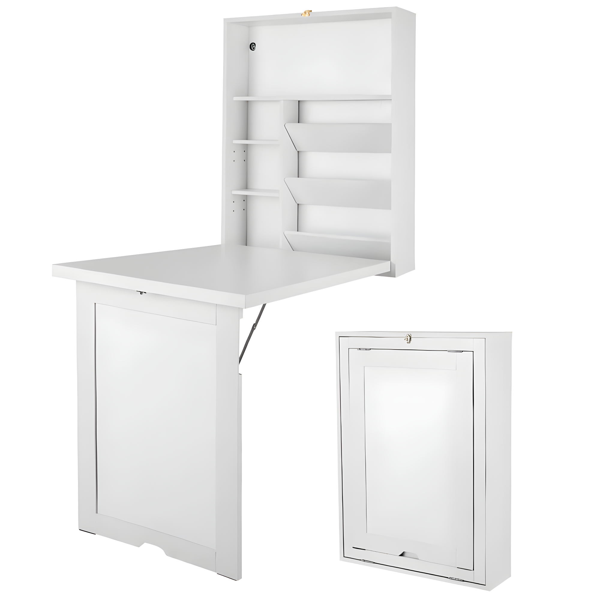 Resenkos Wall Mounted Fold-Out Convertible Floating Desk Space Saver-White