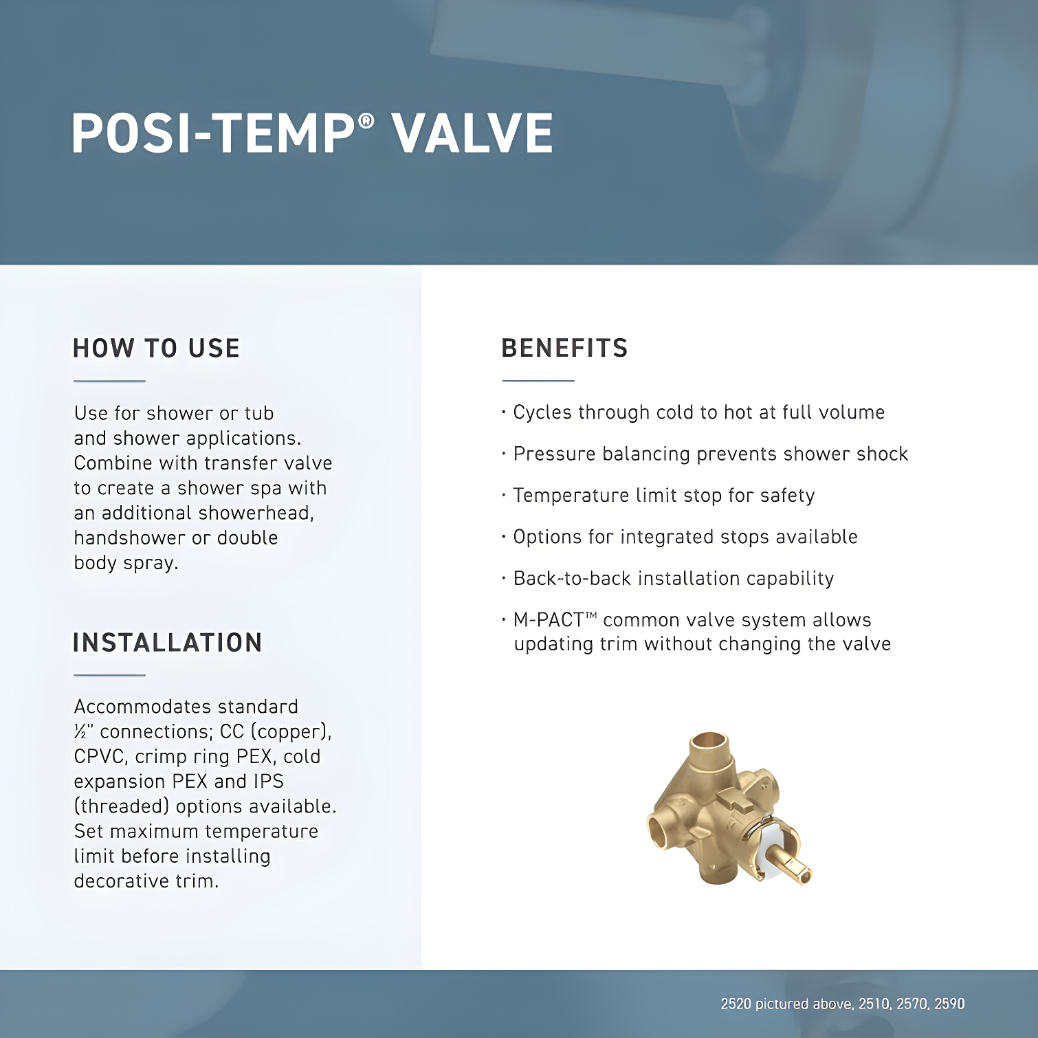 M-Pact Posi-Temp IPS Connection Pressure Balancing Valve