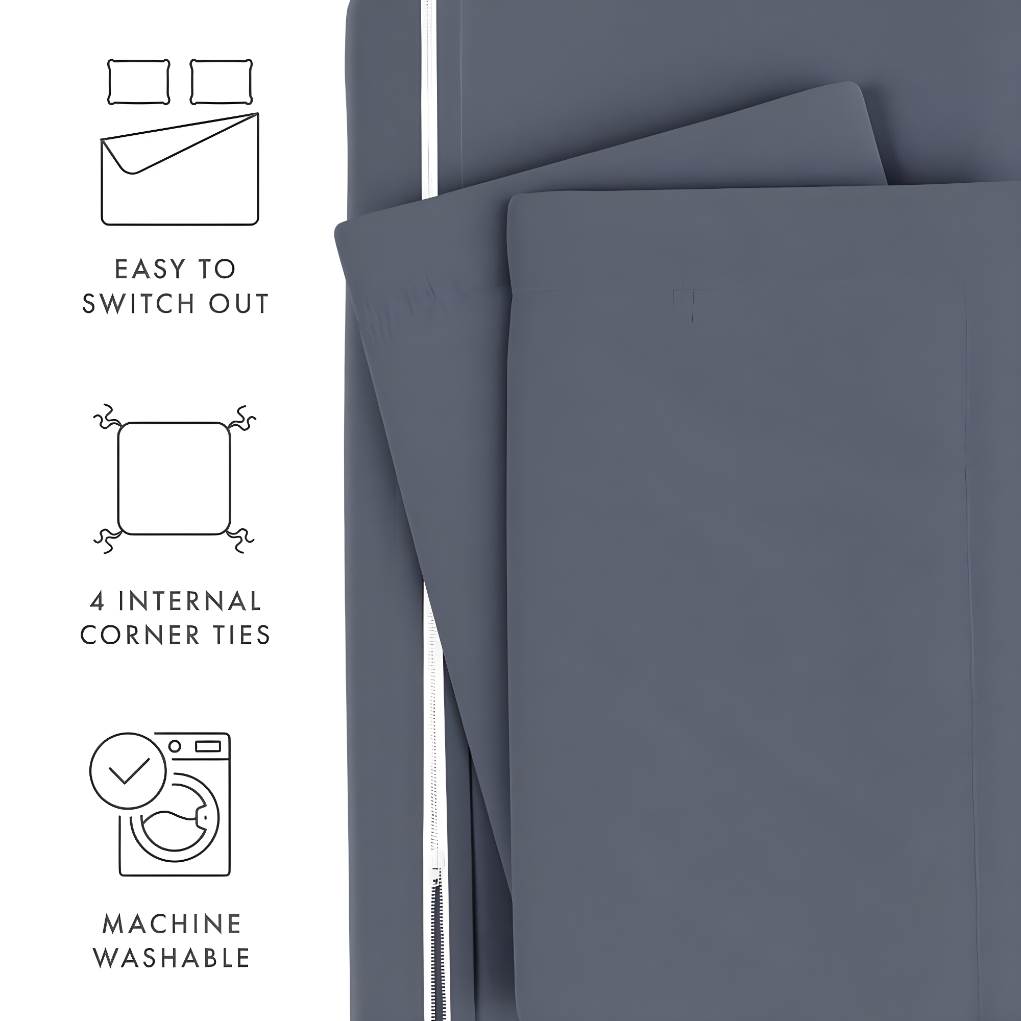 Duvet Cover Set Super Soft Microfiber Bedding in Solid Colors