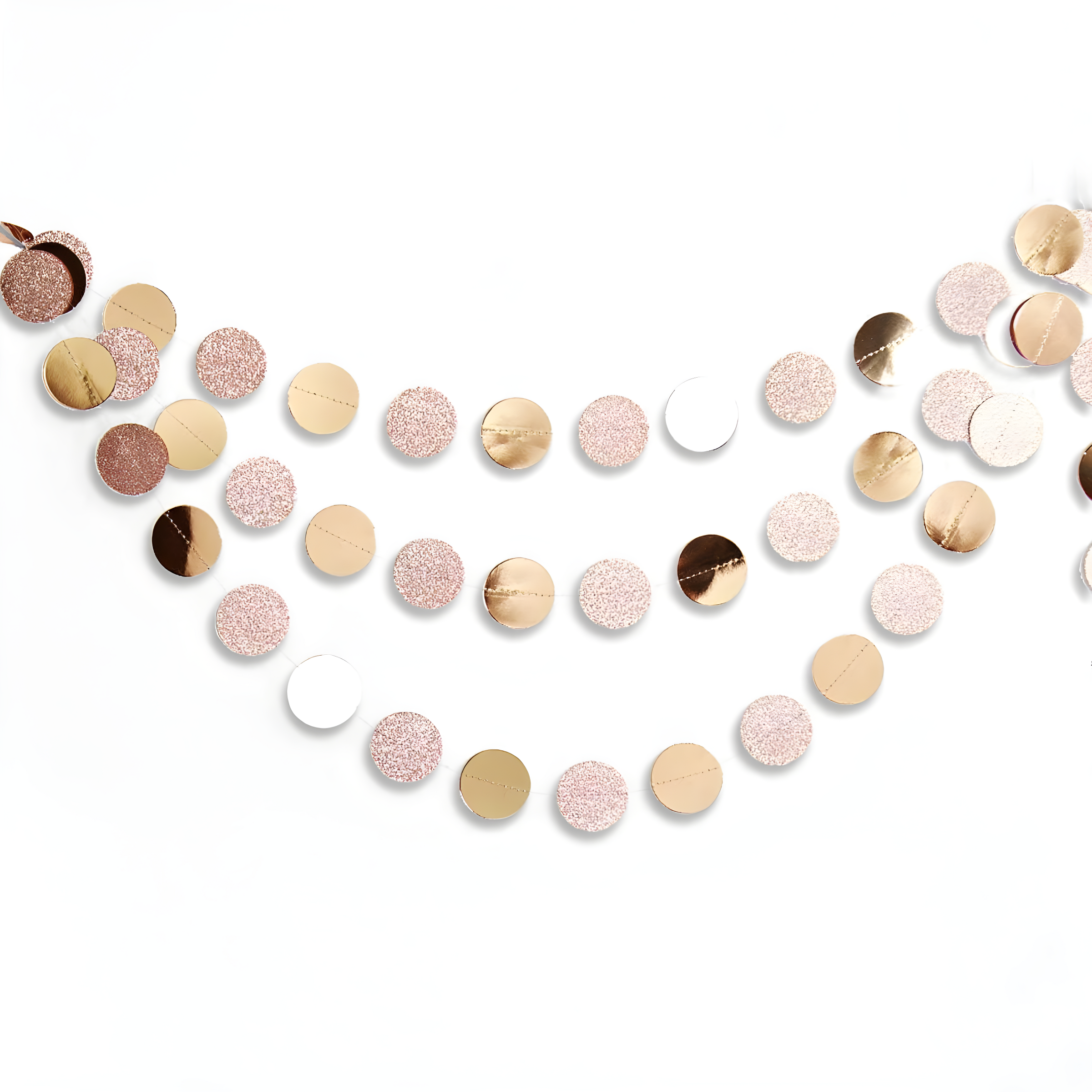 Decor365 Champagne Gold Birthday Decorations Glitter Gold Party Garland Decorations Circle Streamers Banner Backdrop Christmas New Year Eve NYE Anniversaries Bridal Graduations Parties Decor