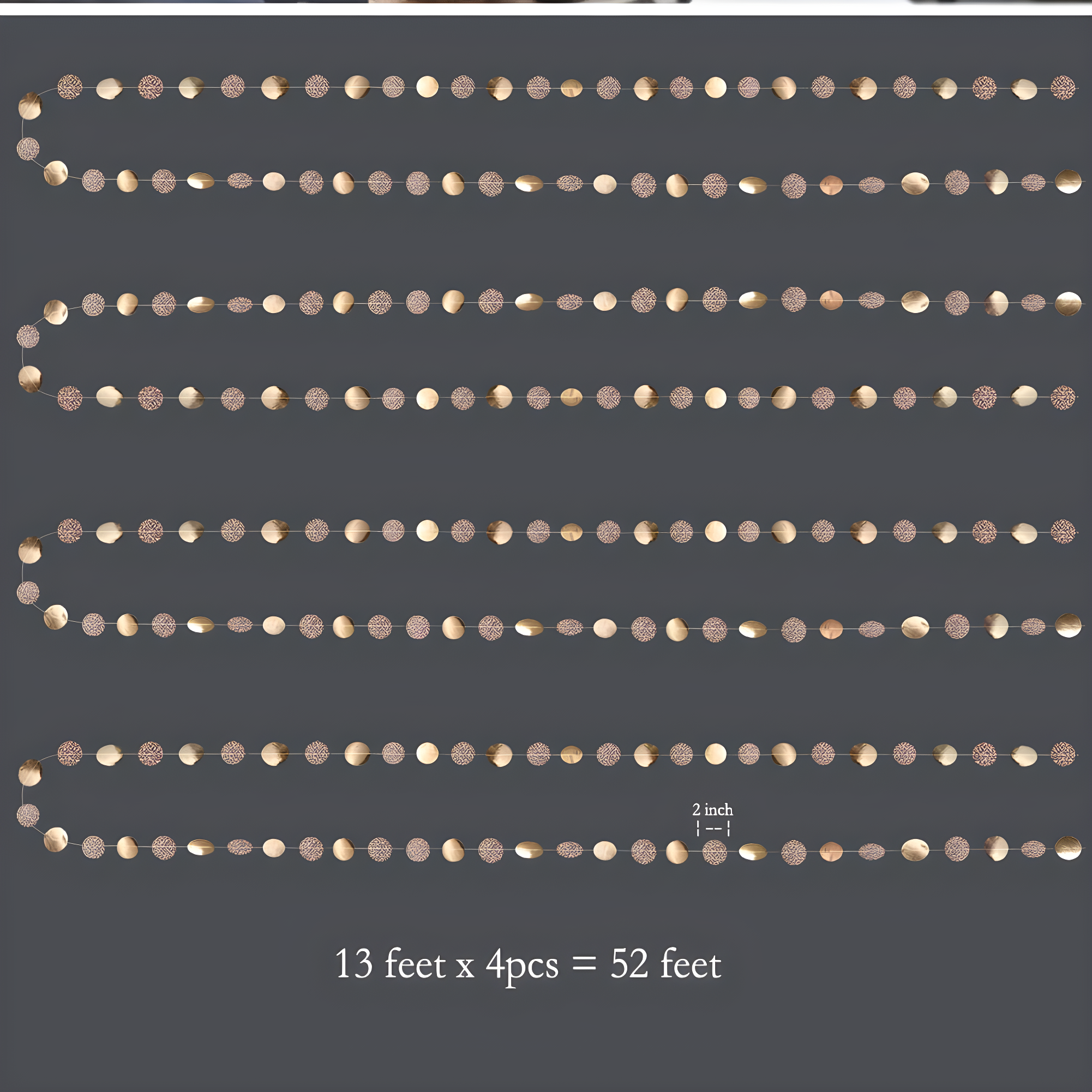 Decor365 Champagne Gold Birthday Decorations Glitter Gold Party Garland Decorations Circle Streamers Banner Backdrop Christmas New Year Eve NYE Anniversaries Bridal Graduations Parties Decor