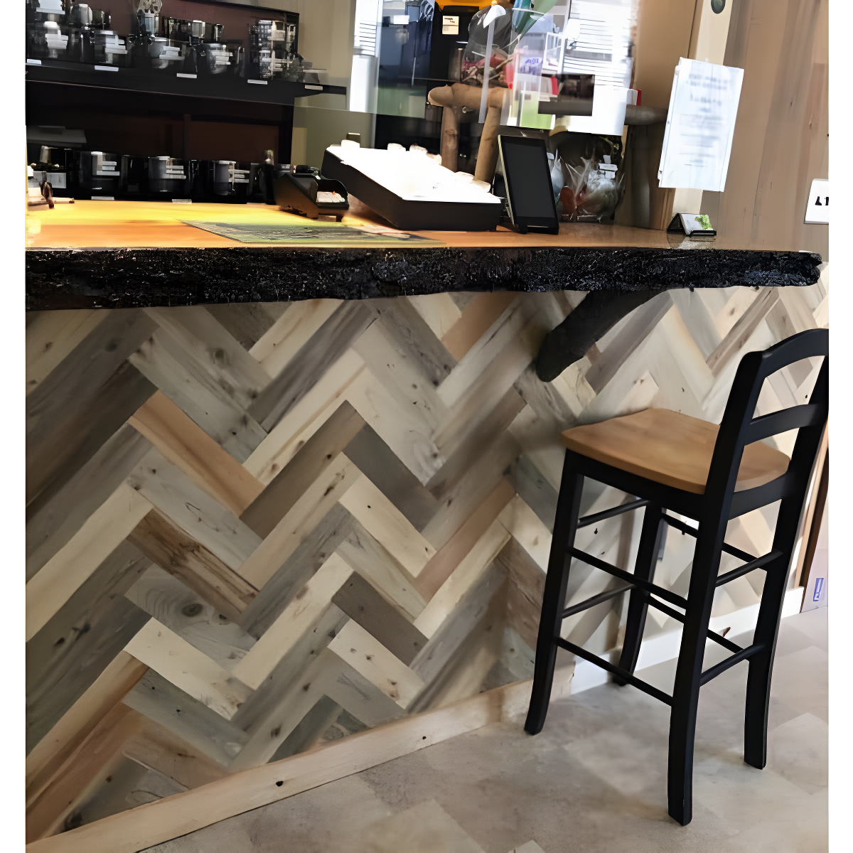 Timberchic River Reclaimed Wooden Wall planks - Simple Peel & Stick Wall Covering Application for DIY Accent Wall & Home Improvement - Premium Wall Paneling - Herringbone Pattern