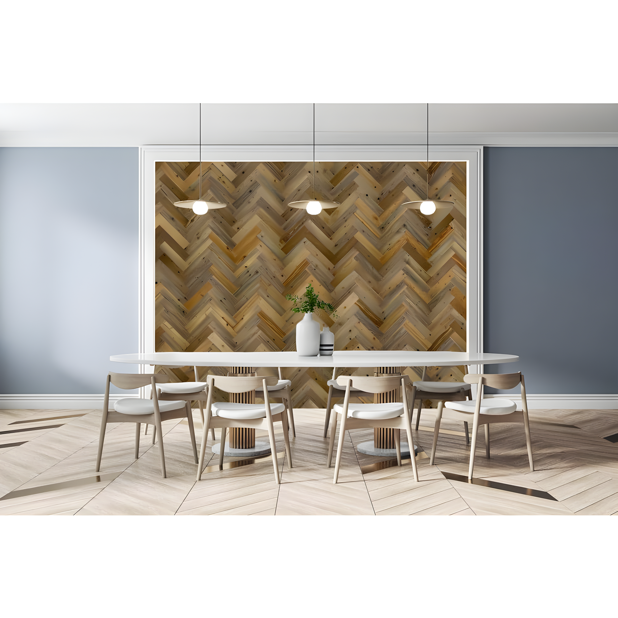 Timberchic River Reclaimed Wooden Wall planks - Simple Peel & Stick Wall Covering Application for DIY Accent Wall & Home Improvement - Premium Wall Paneling - Herringbone Pattern