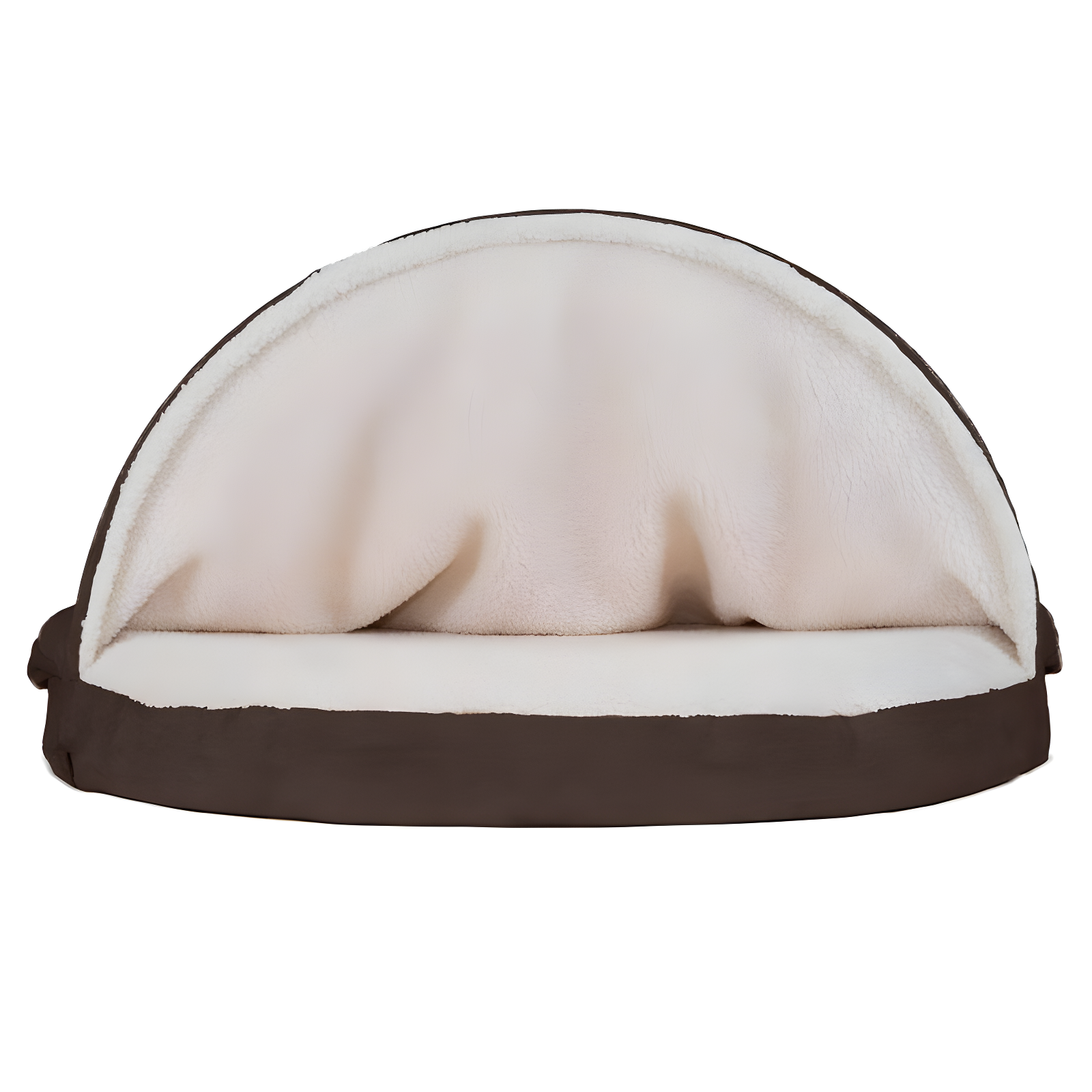 FurHaven Faux Sheepskin Round Hooded Orthopedic Dog Bed
