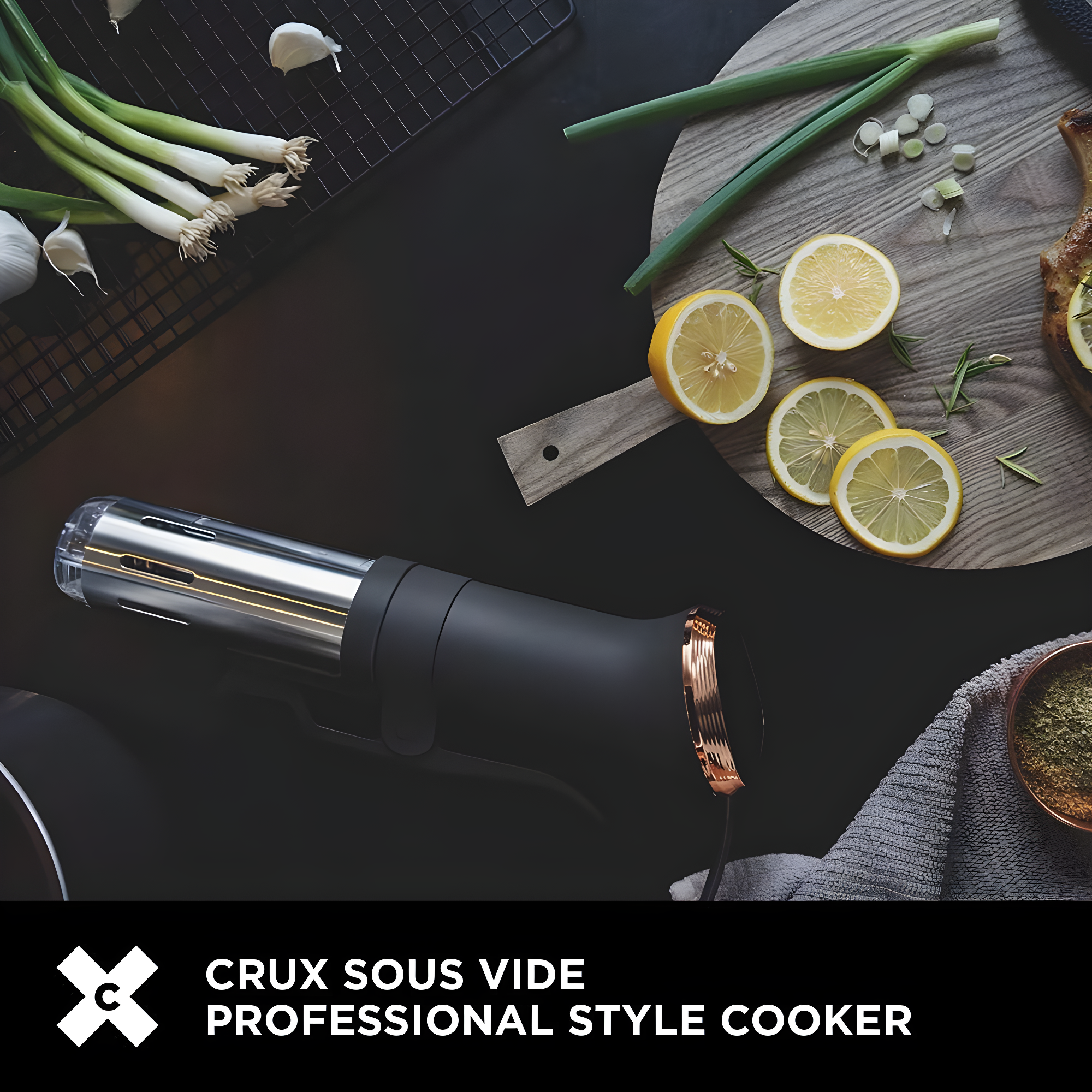 Matte Black and Copper Sous Vide Precision Cooker with Touch Control