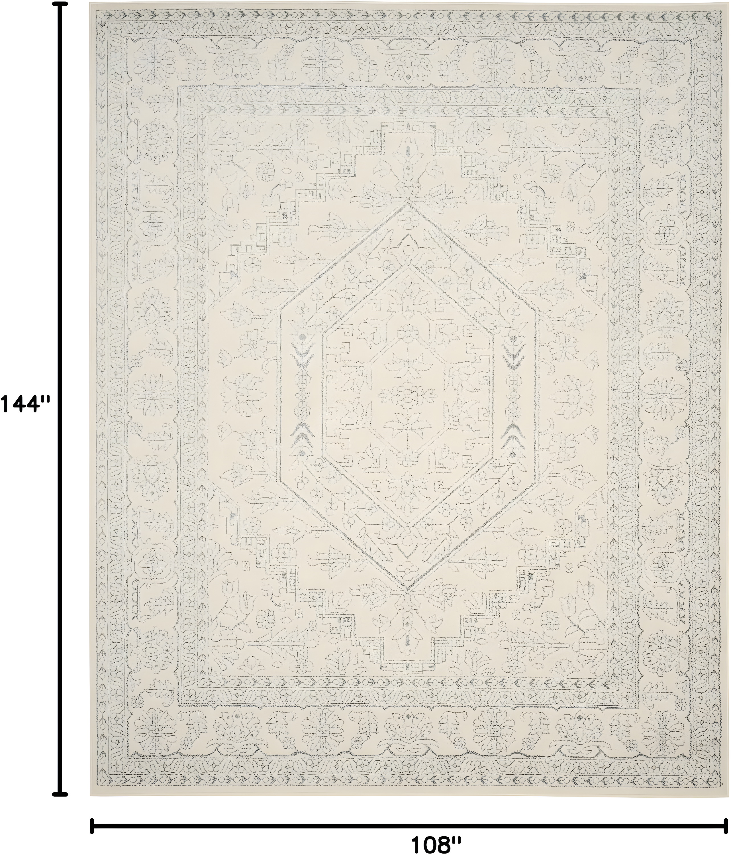 SAFAVIEH Adirondack Xavier Oriental Area Rug, Ivory/Slate, 9' x 12'