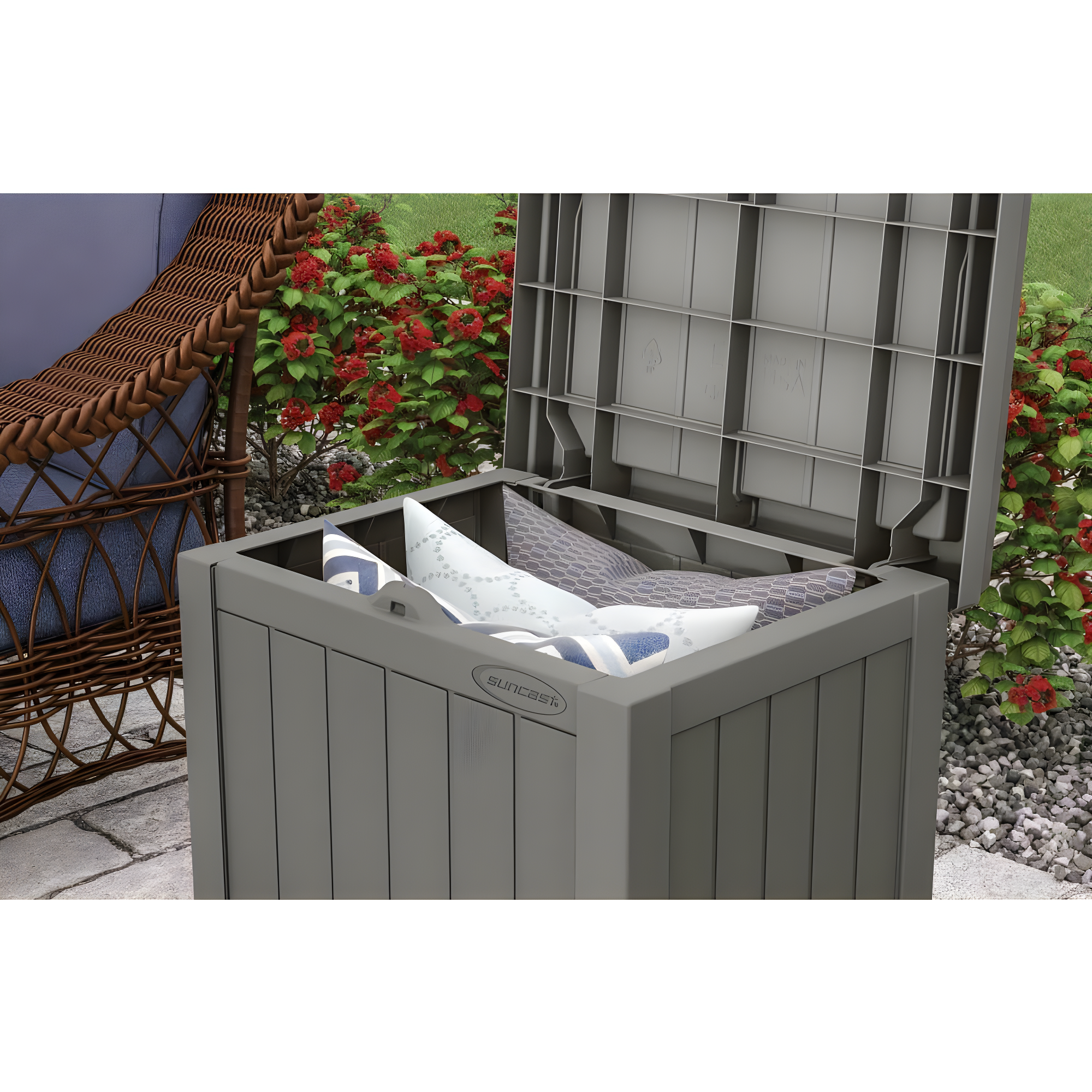 Suncast 22'' W 22 Gallons Water Resistant Resin Deck Box in Gray