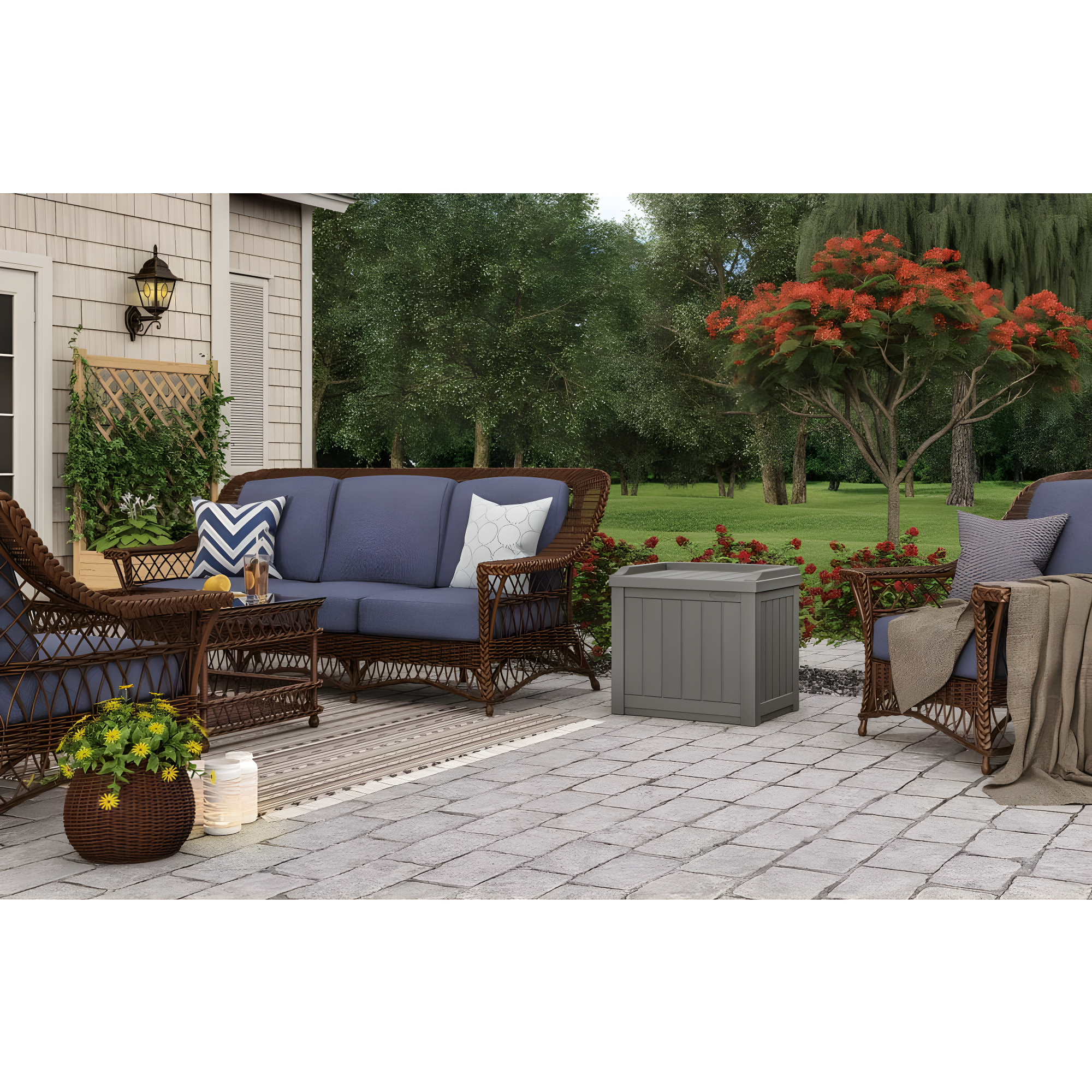 Suncast 22'' W 22 Gallons Water Resistant Resin Deck Box in Gray