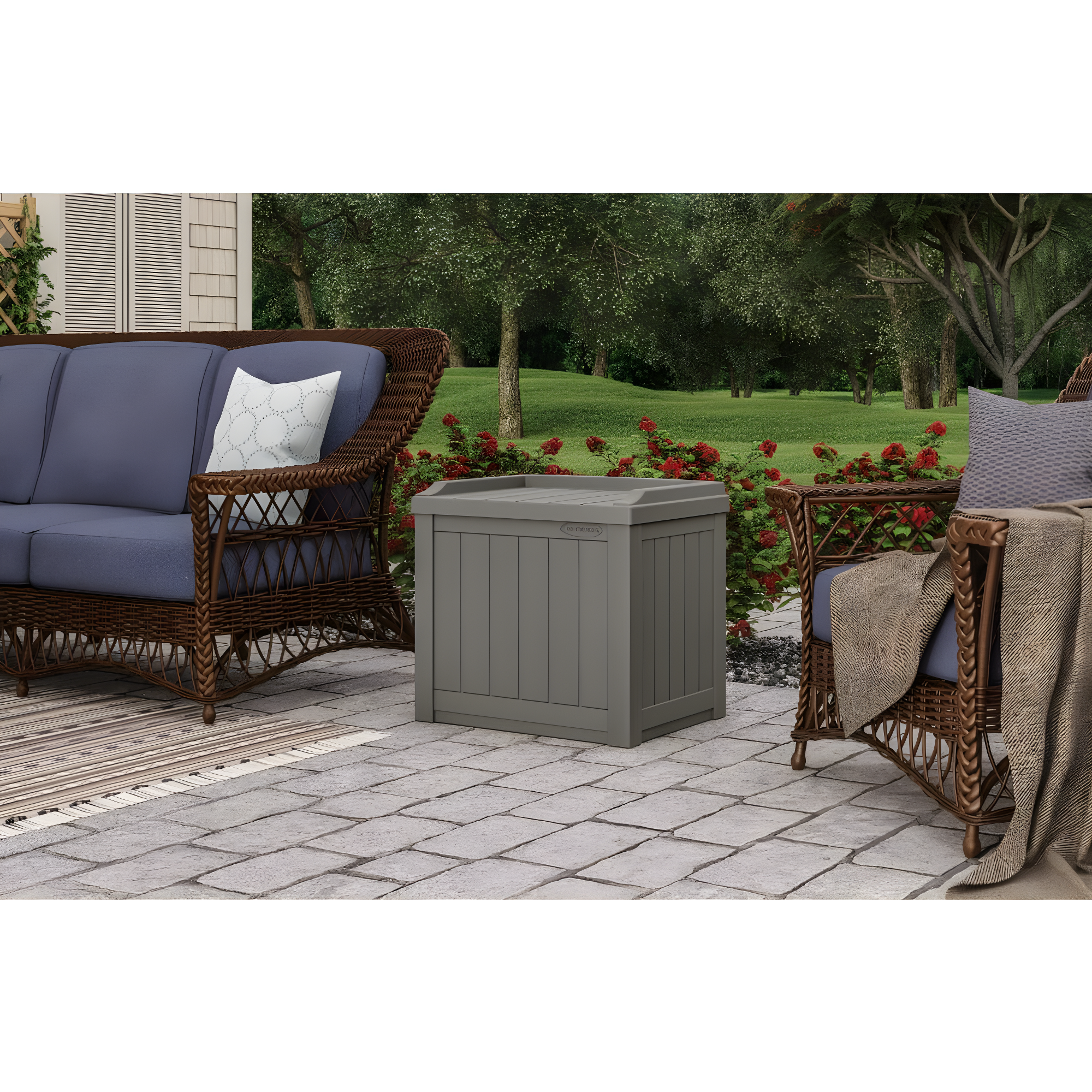 Suncast 22'' W 22 Gallons Water Resistant Resin Deck Box in Gray