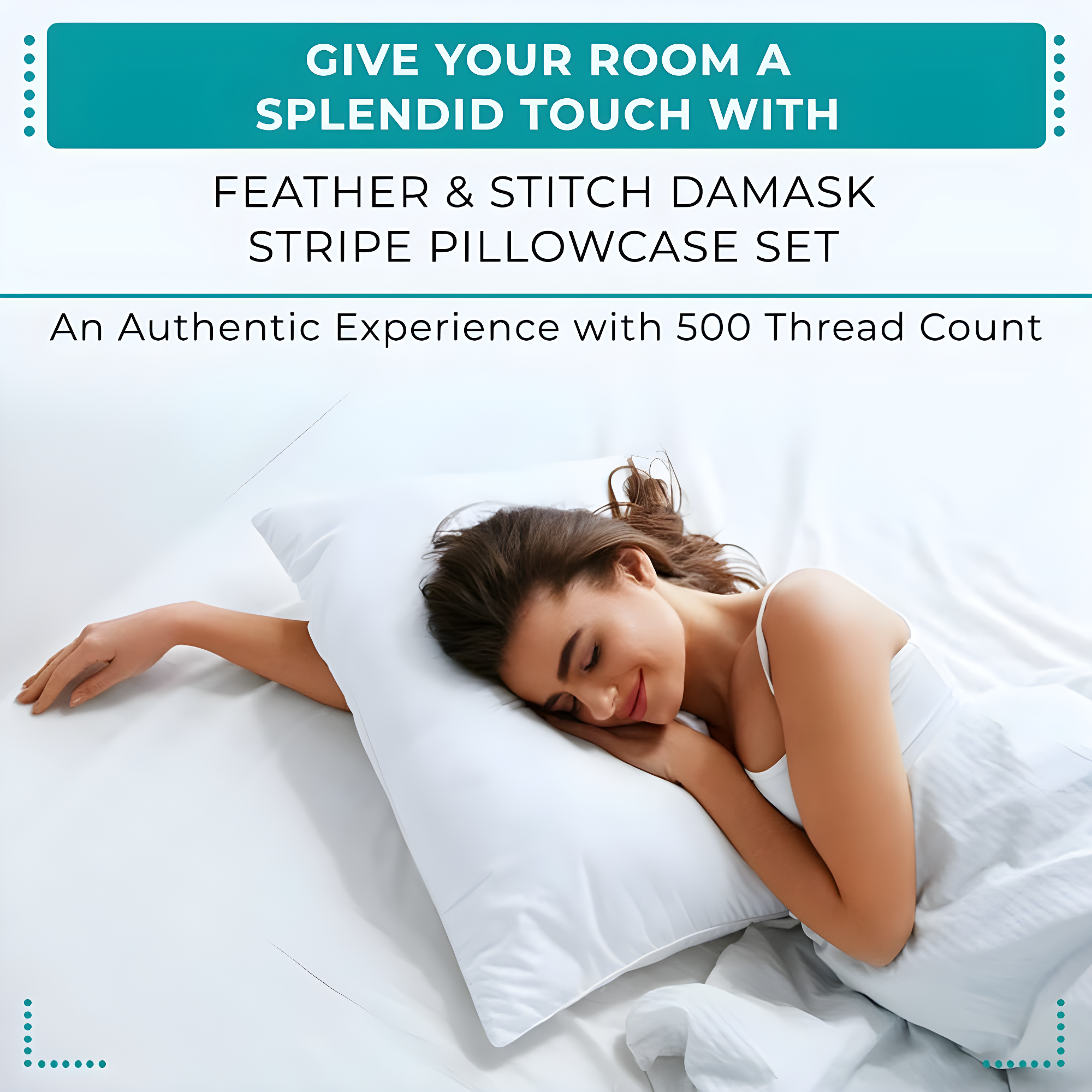 Feather & Stitch Pillow Covers Set of 2, Envelope Closure King Size Pillowcases, Soft Luxury 500 TC Damask Stripe Sateen Weave Pillow Case, 20x40 Inches - Grey