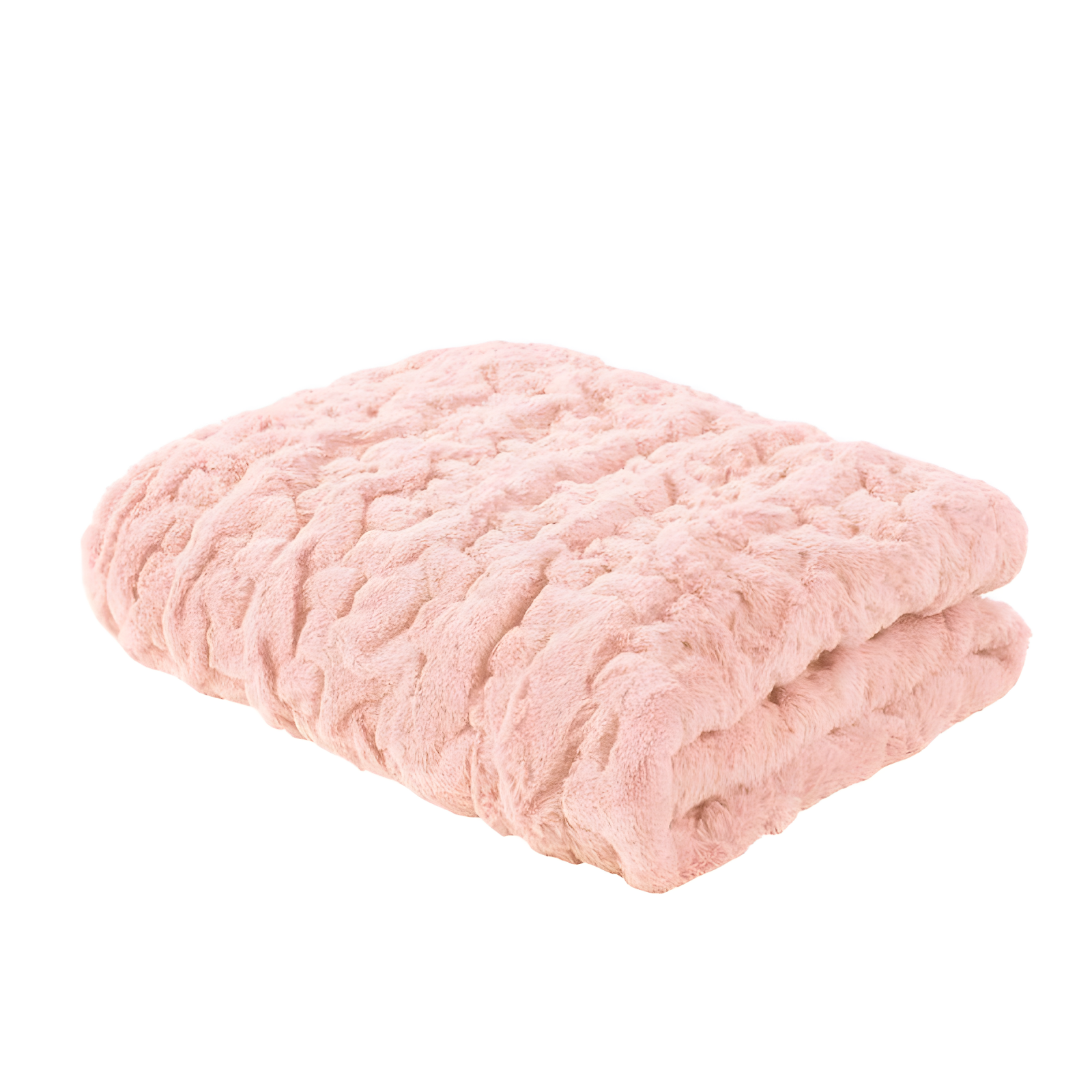 Madison Park Blush Ruched Fur Throw 50x60"