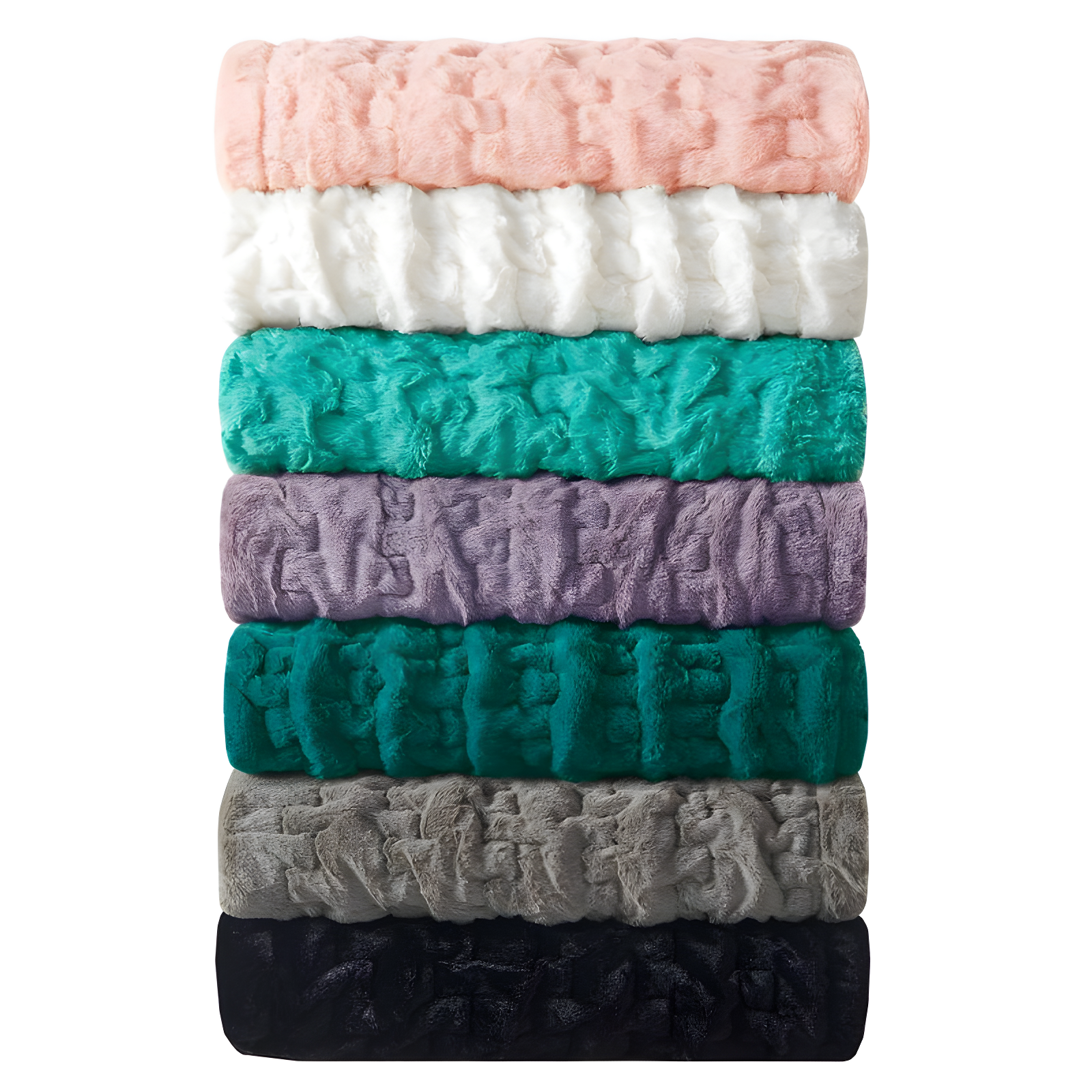 Madison Park Blush Ruched Fur Throw 50x60"