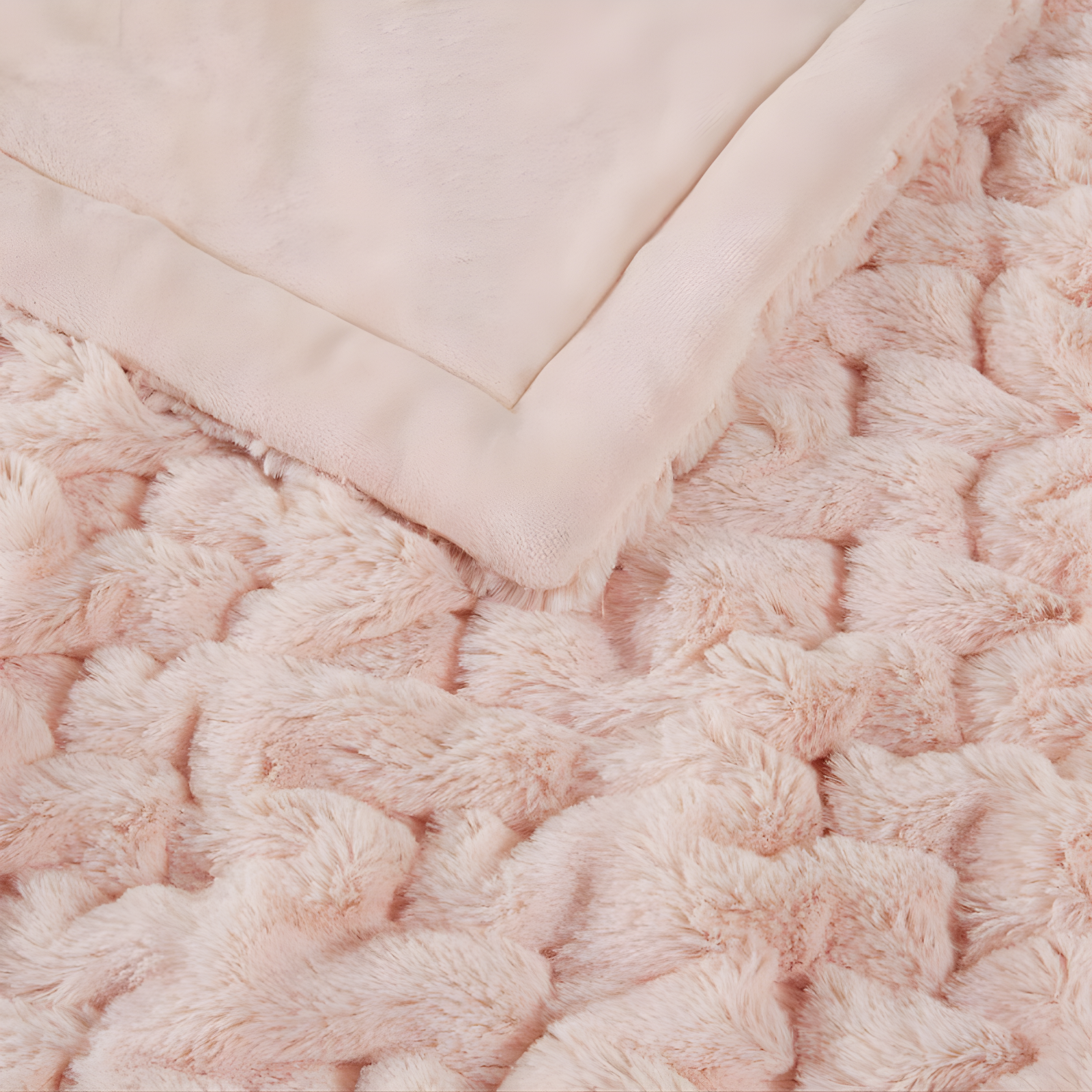 Madison Park Blush Ruched Fur Throw 50x60"