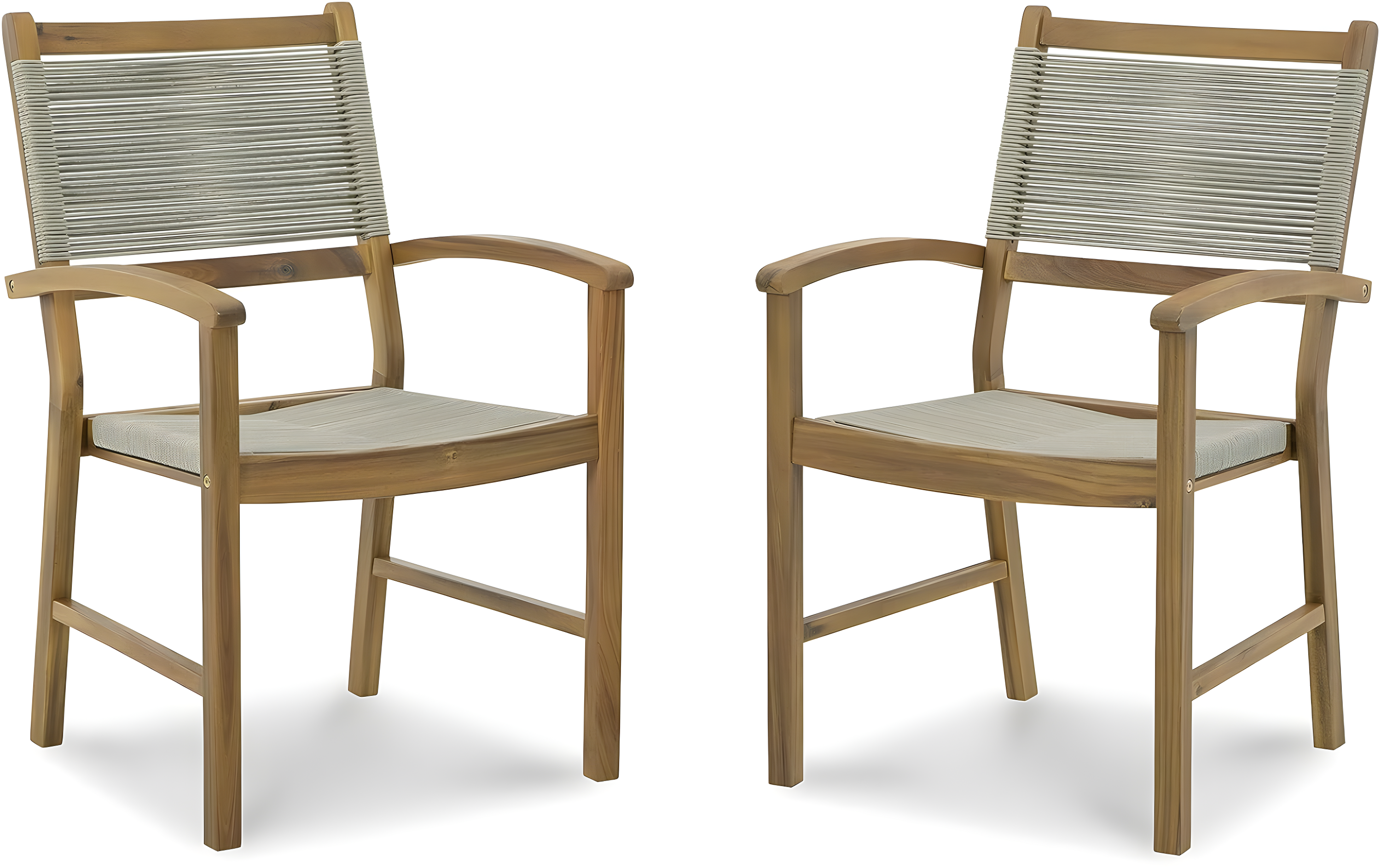 Signature Design by Ashley Janiyah Rope Back Outdoor Dining Arm Chair (Set of 2), Light Brown