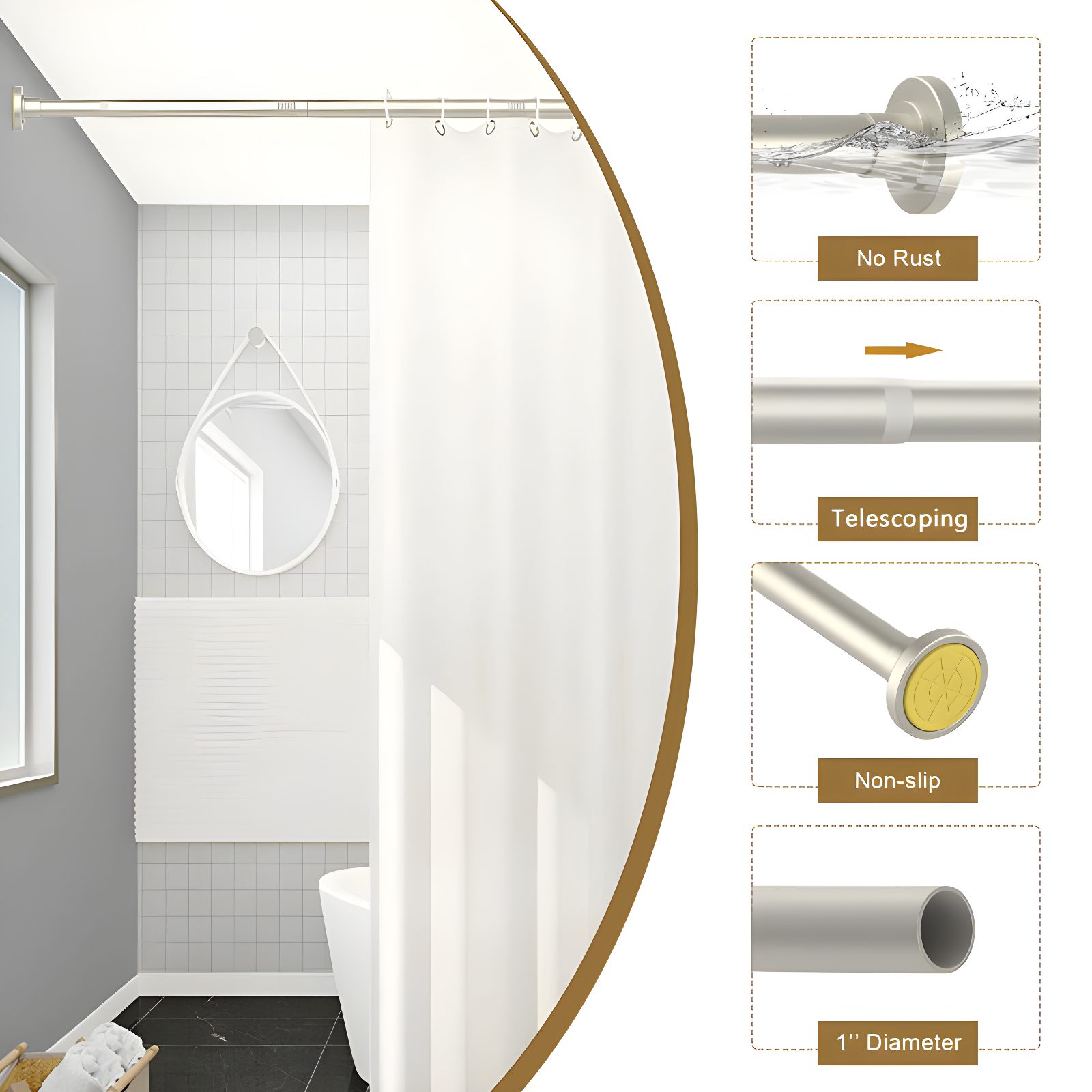 Glorbu 80'' Shower Curtain Rod