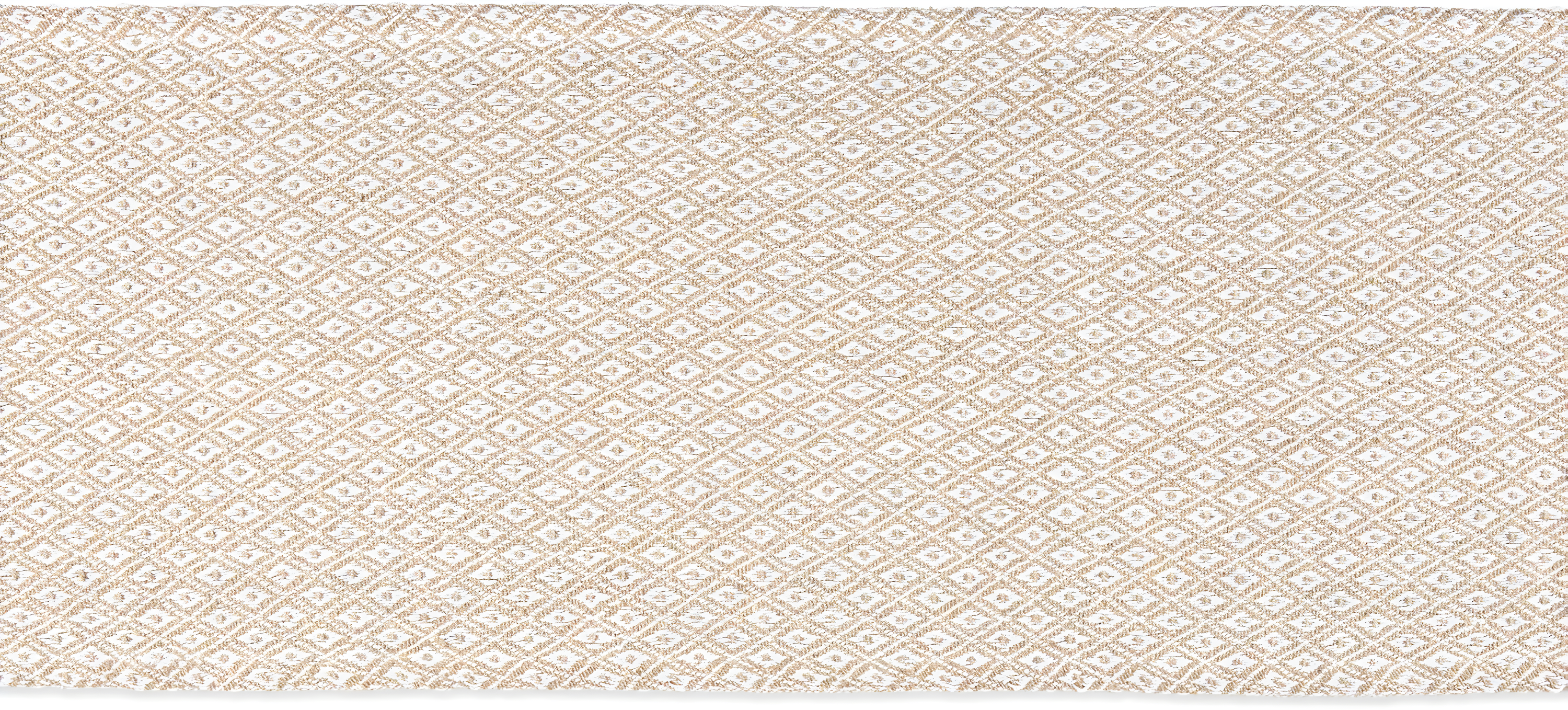 Design Imports  Mini Diamond Jacquard Fringe Table Runner, Stone, 15X72"