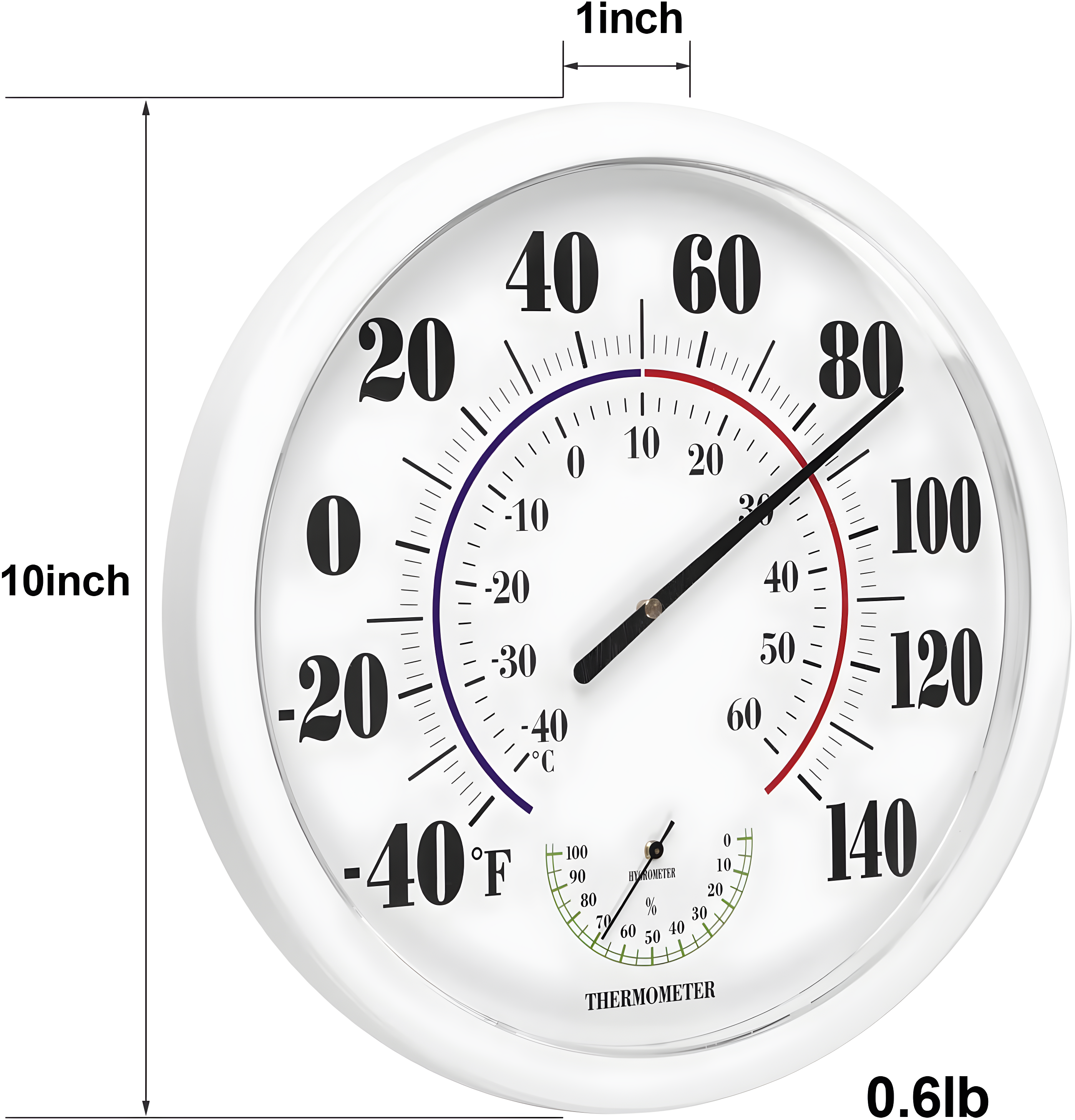 Uanit Indoor Outdoor Thermometer Large Numbers Wall Thermometer Hygrometer Waterproof Does not Require Battery Wireless Hanging Hygrometer Garden Decoration