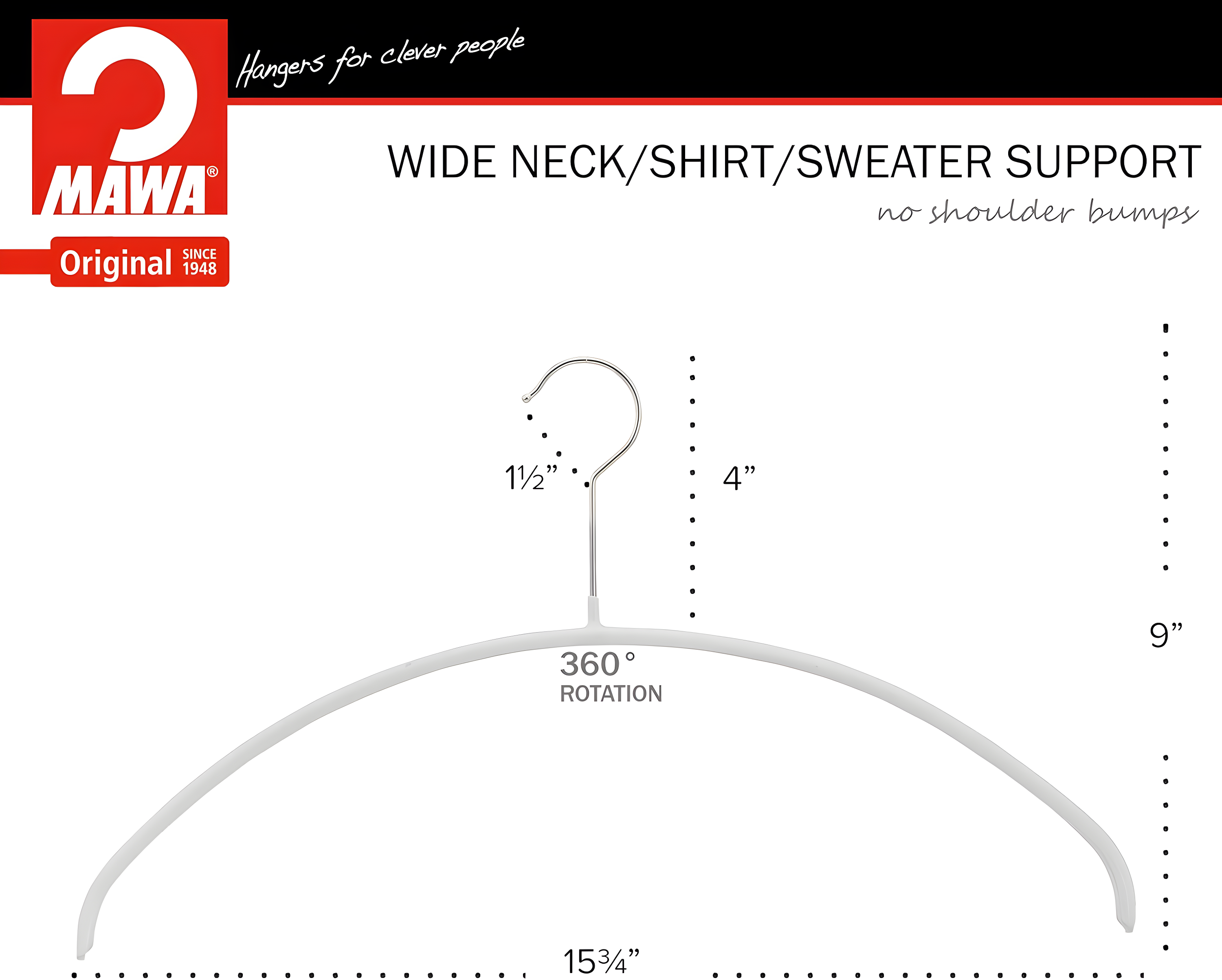 Mawa Metal Non-Slip Standard Hanger for Dress/Shirt/Sweater (Set of 10)