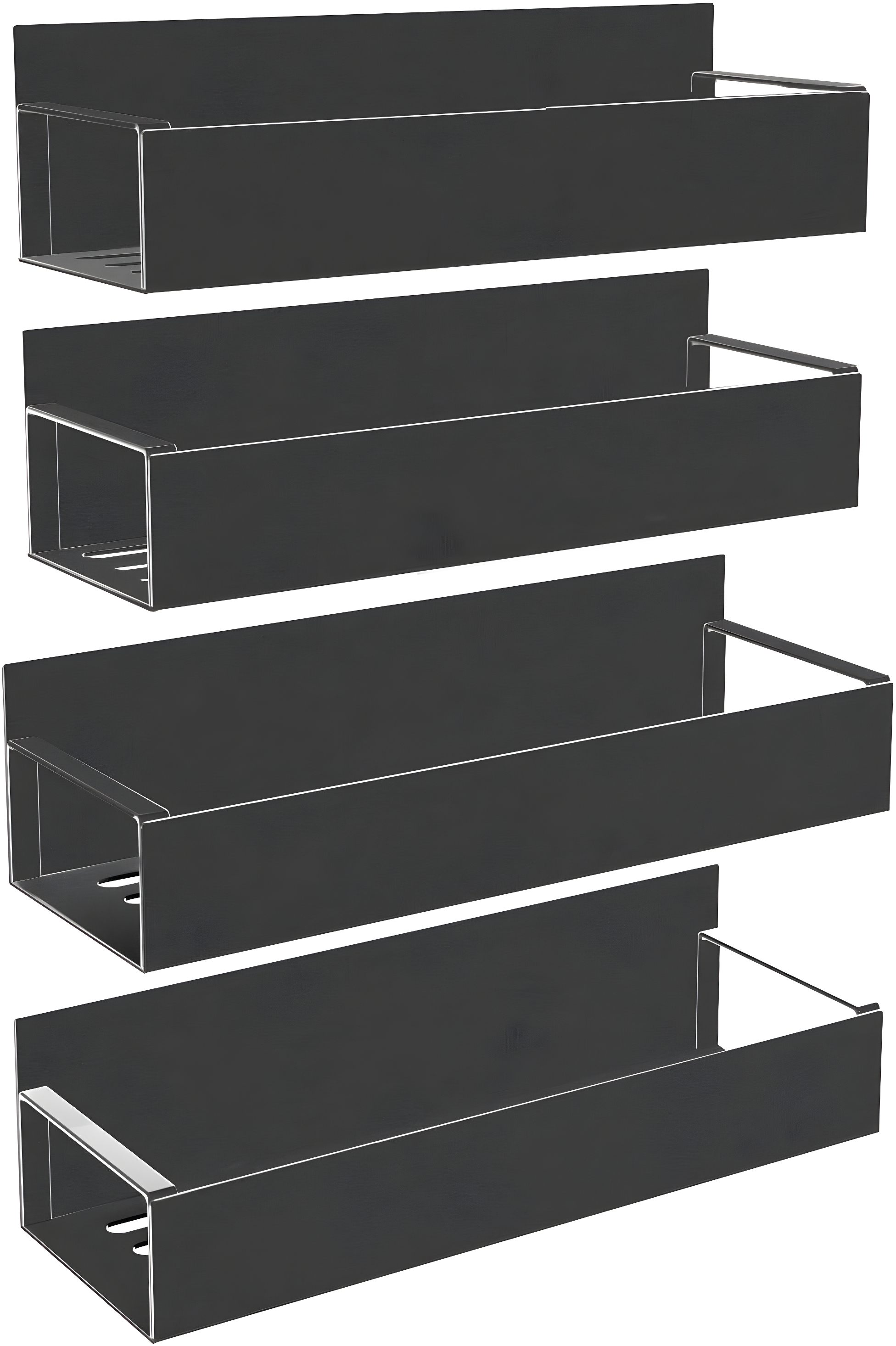 Textiles Hub 4 Pack Magnetic Spice Rack For Refrigerator, Moveable Magnetic Spice Organizer, Black Metal Strong Magnetic Shelf For Fridge And Microwave Oven, Space Saving For Kitchen