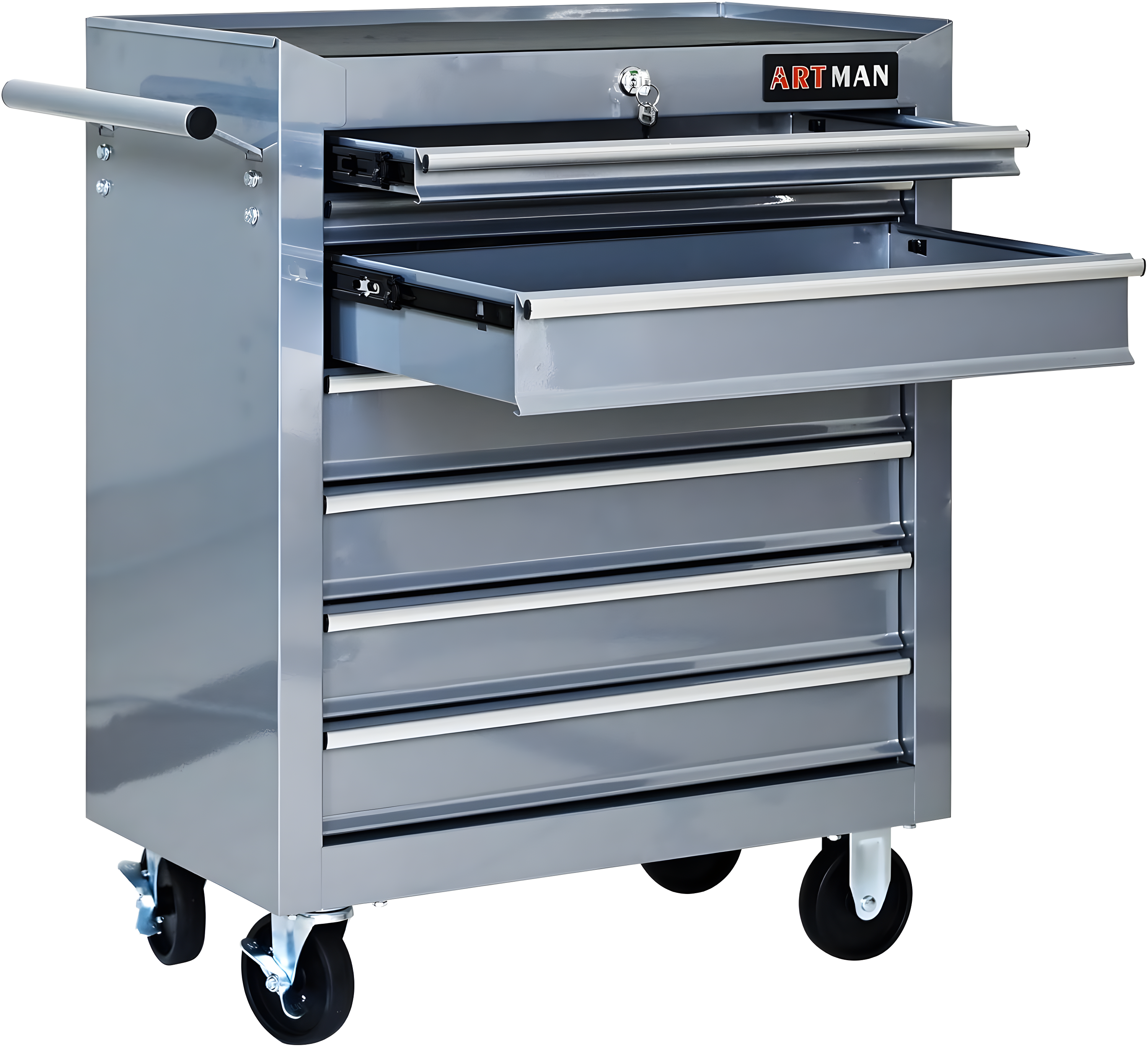 7 Drawers Tool Cart on Wheels,Multifunctional Rolling Tool Chest Tool Storage,Drawers Rolling Tool Trolley Organizer Tool Case for Garage, Warehouse, Workshop, Repair Shop (Silver)