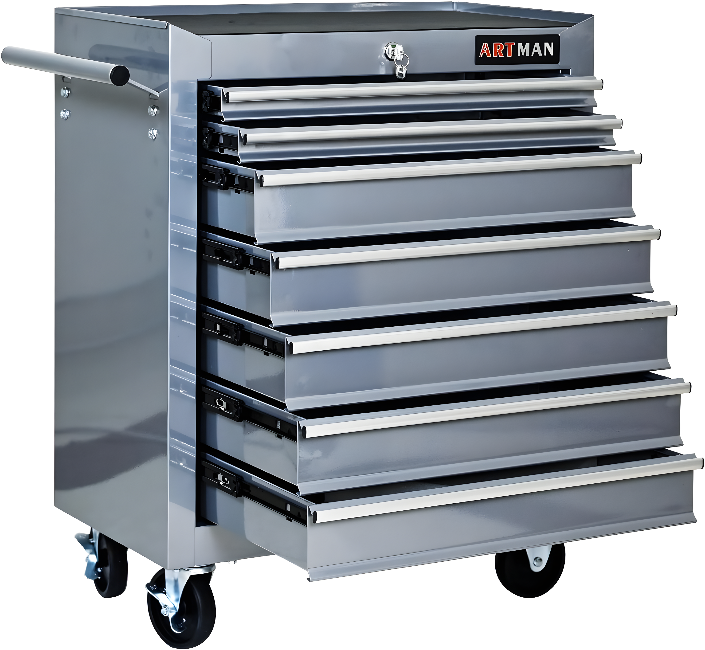 7 Drawers Tool Cart on Wheels,Multifunctional Rolling Tool Chest Tool Storage,Drawers Rolling Tool Trolley Organizer Tool Case for Garage, Warehouse, Workshop, Repair Shop (Silver)