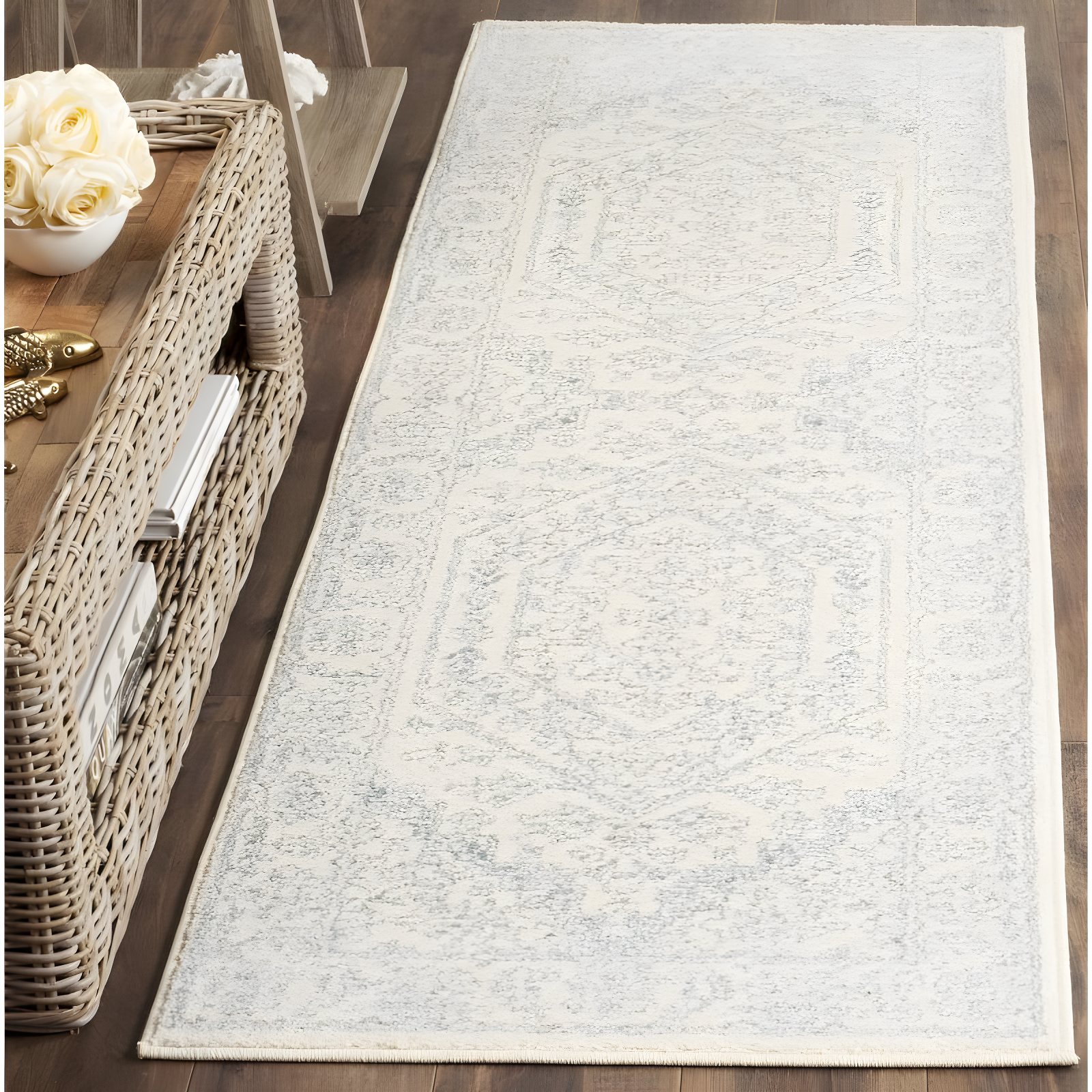 Adirondack ADR108 Power Loomed Runner Rug - Ivory/Slate - 2'6"x8' - Safavieh.