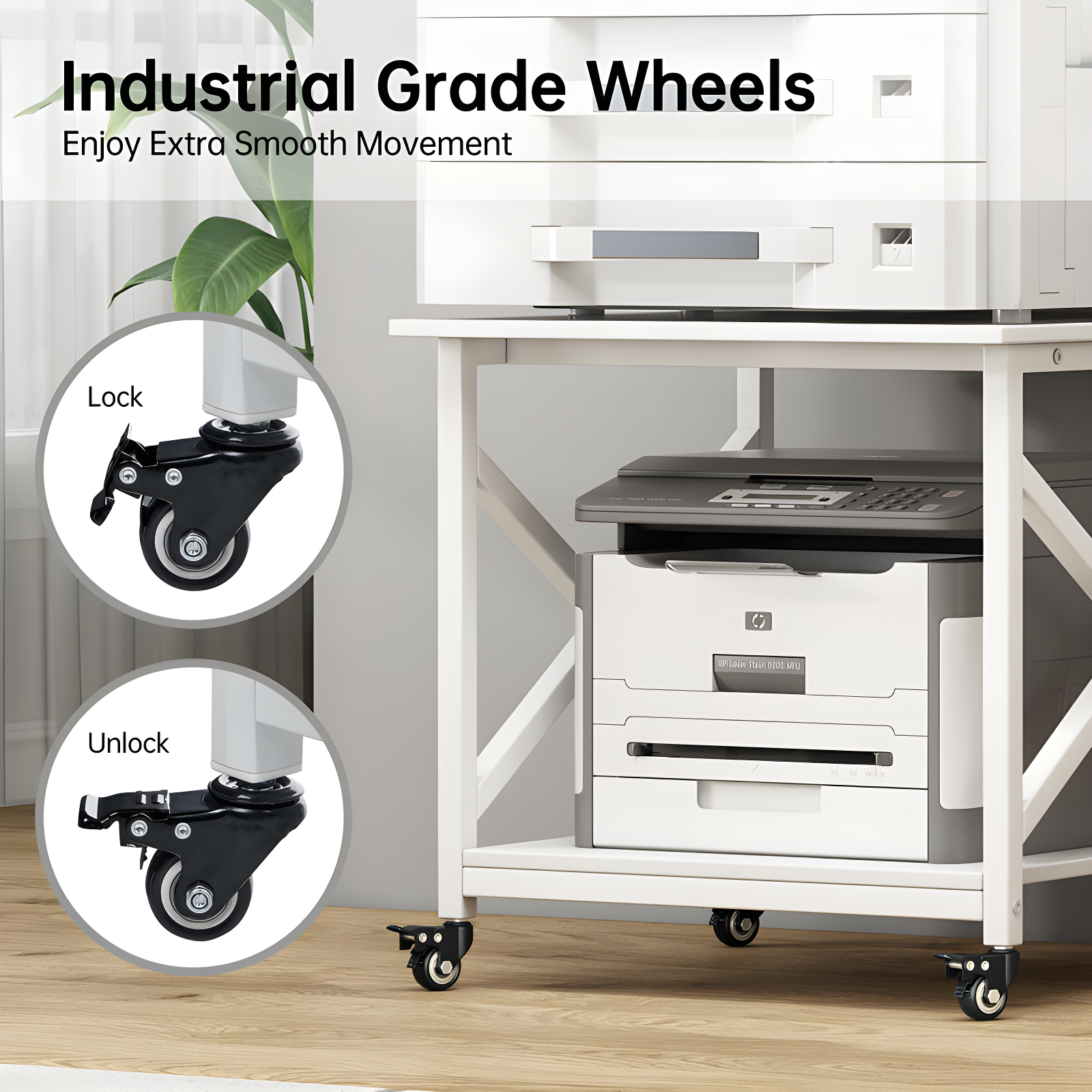 COAHAHA Large Printer Stand - 2-Tier Sturdy Cart With Wheels For Office, Home, And Multi-Use