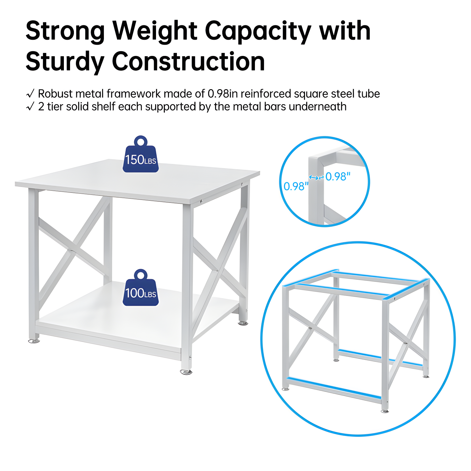 COAHAHA Large Printer Stand - 2-Tier Sturdy Cart With Wheels For Office, Home, And Multi-Use