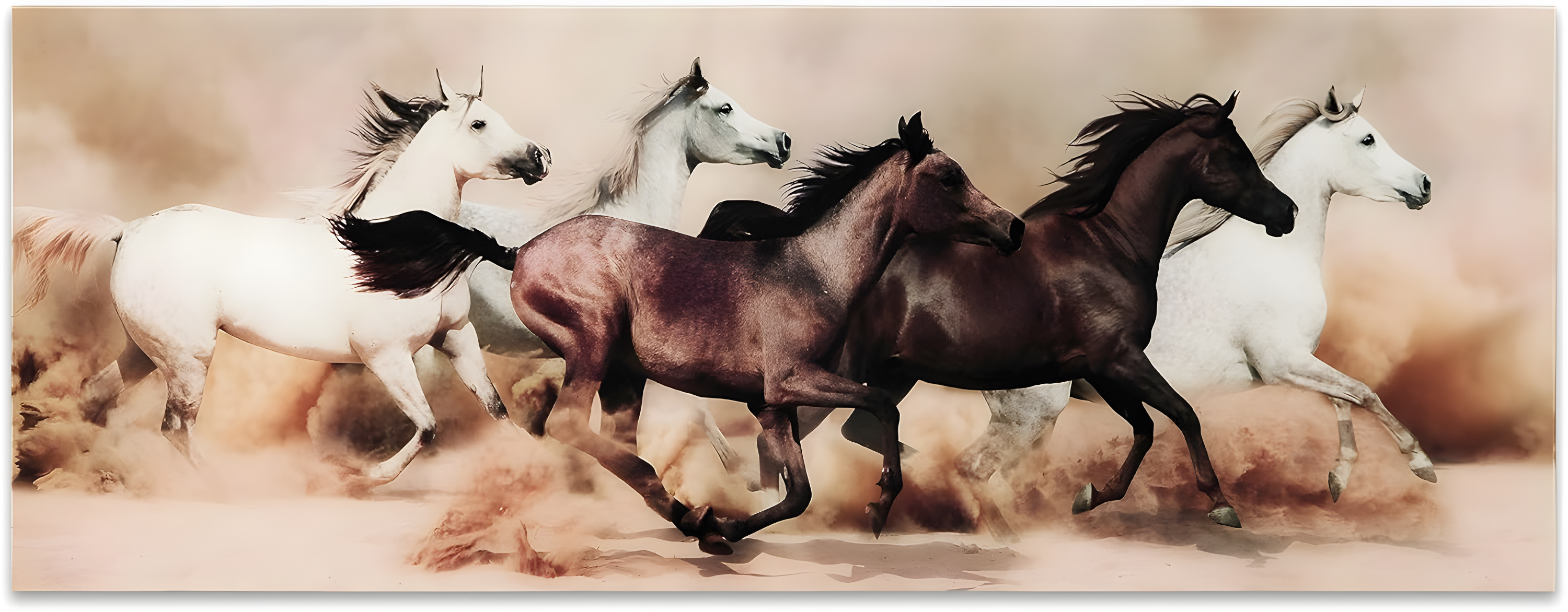 Empire Art Direct "Stampede" Horses Wall Art Printed on Free Floating Tempered Glass