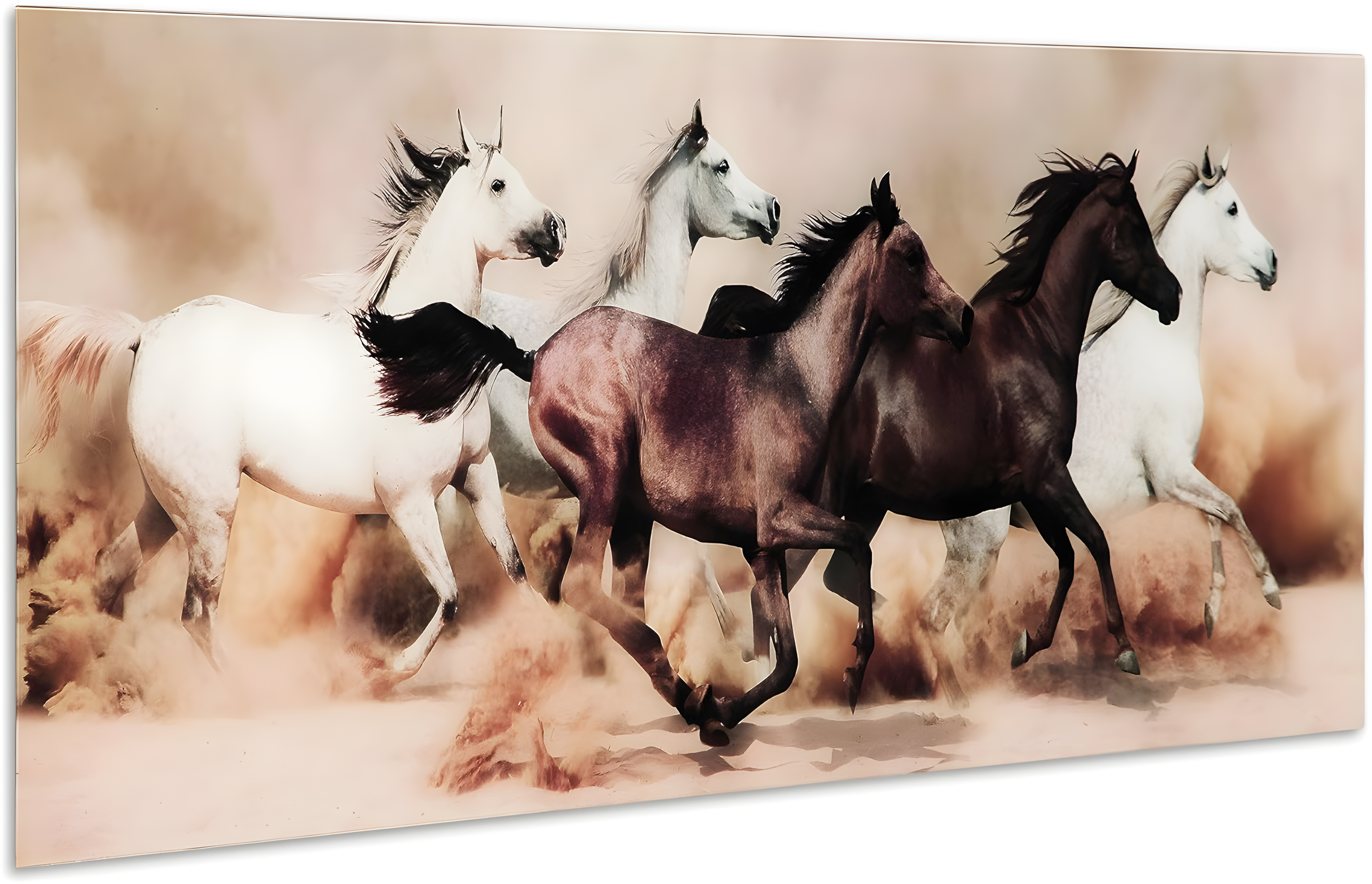 Empire Art Direct "Stampede" Horses Wall Art Printed on Free Floating Tempered Glass