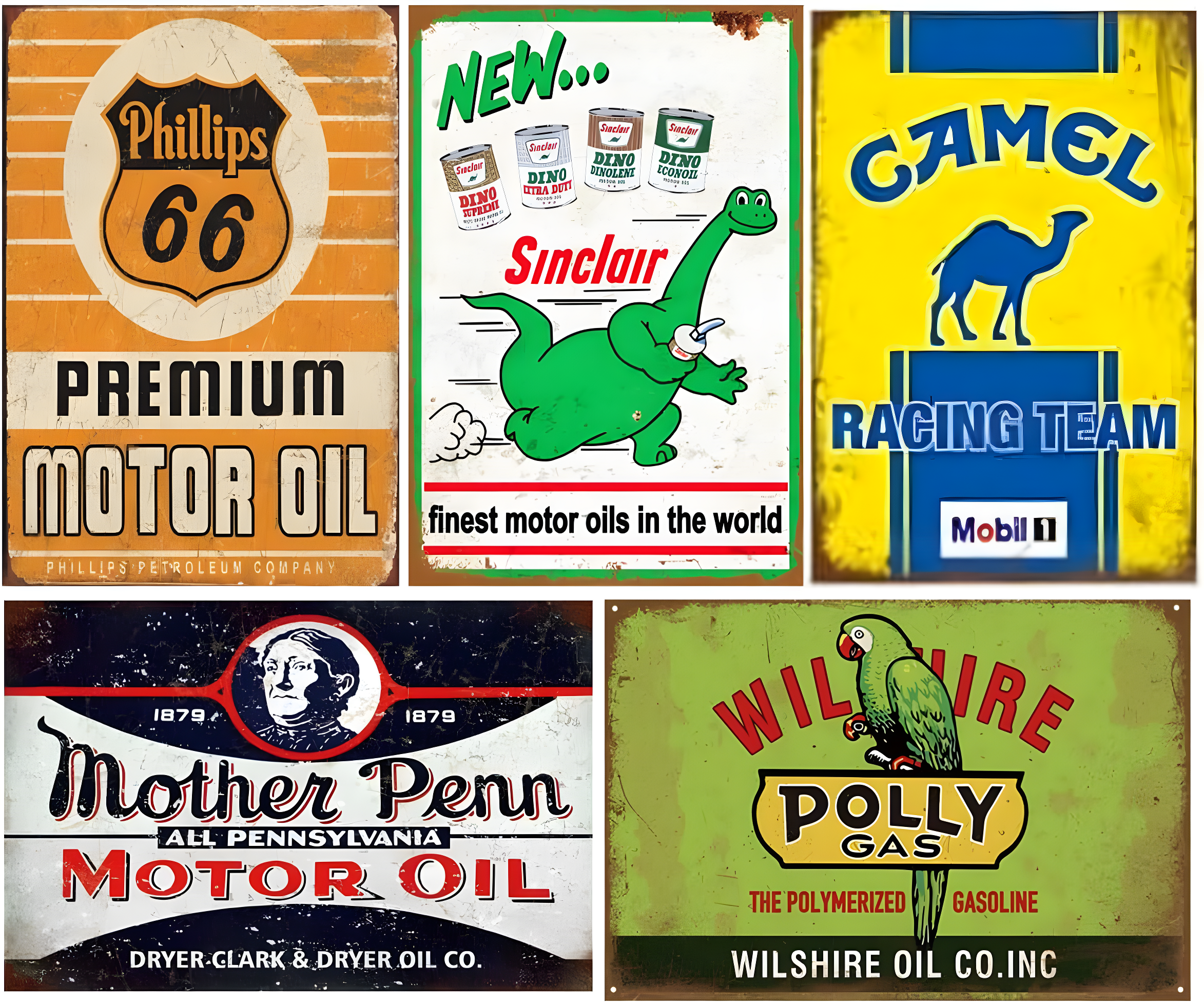Reproduced Vintage Tin Sign Pack, Gas Oil Retro Advert Antique Metal Signs for Garage Man Cave Bar Kitchen, Nostalgic Car Decor, 8x12 Inch (35 Pieces A)