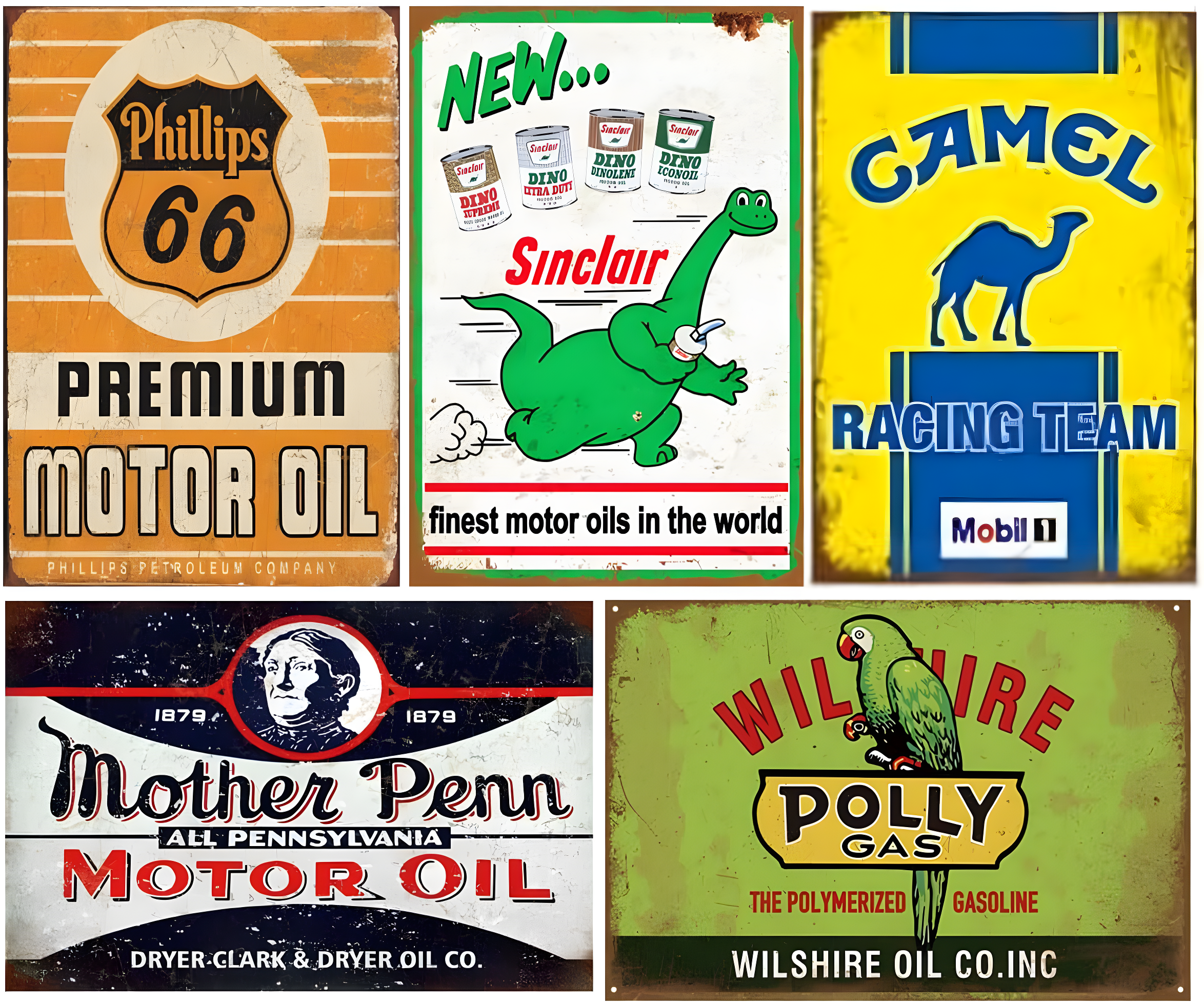 Reproduced Vintage Tin Sign Pack, Gas Oil Retro Advert Antique Metal Signs for Garage Man Cave Bar Kitchen, Nostalgic Car Decor, 8x12 Inch (35 Pieces A)