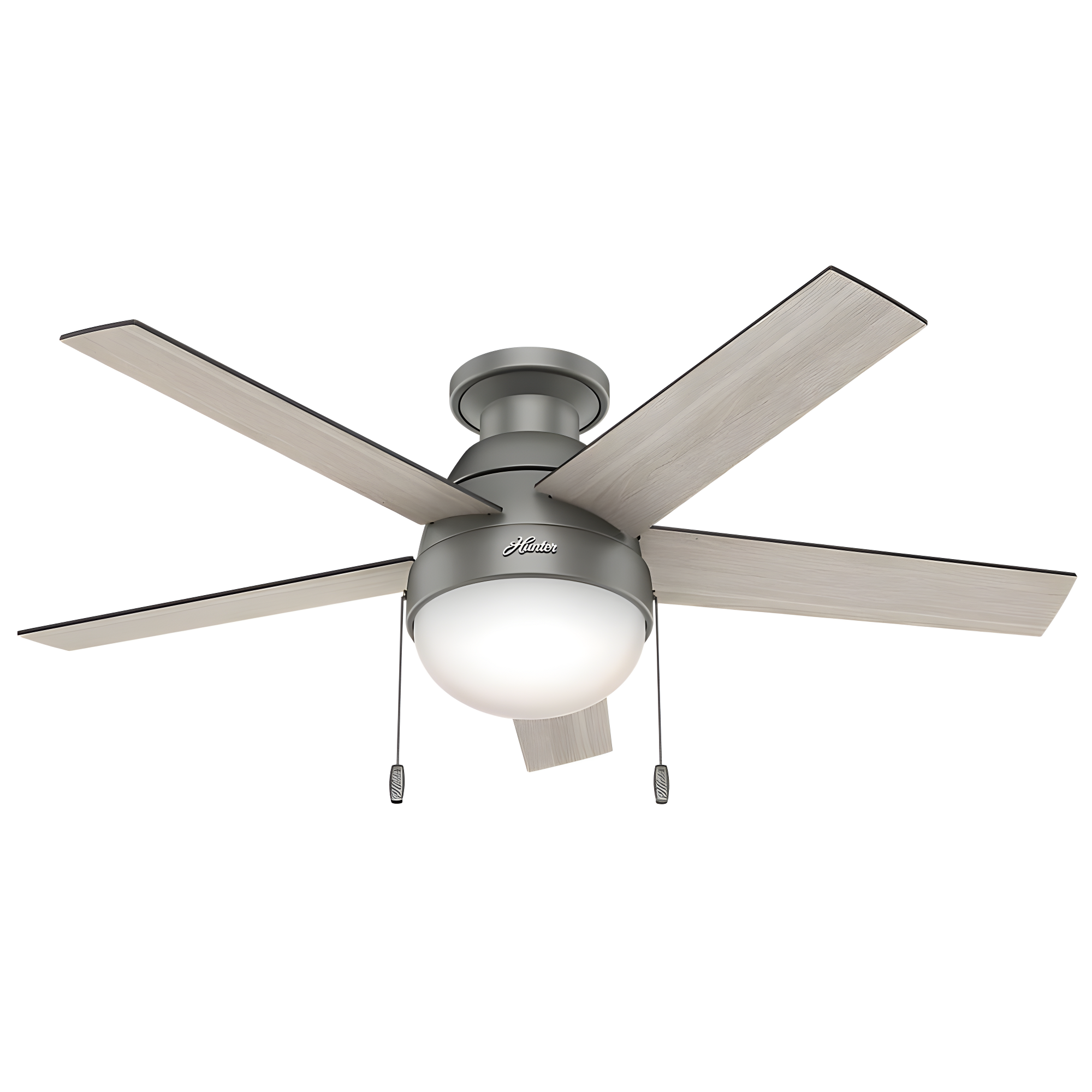 Hunter Fan 46" Anslee 5 - Blade LED Flush Mount Ceiling Fan with Pull Chain and Light Kit Included
