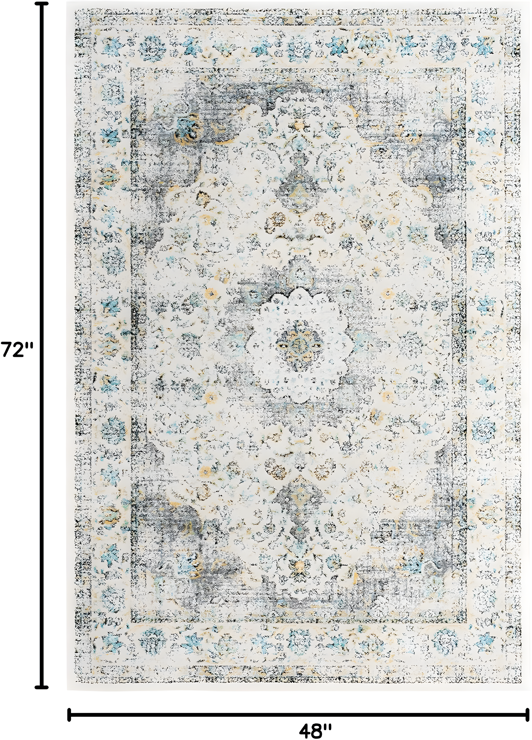 Evoke EVK220 Power Loomed Area Rug - Grey/Gold - 4'x6' - Safavieh.