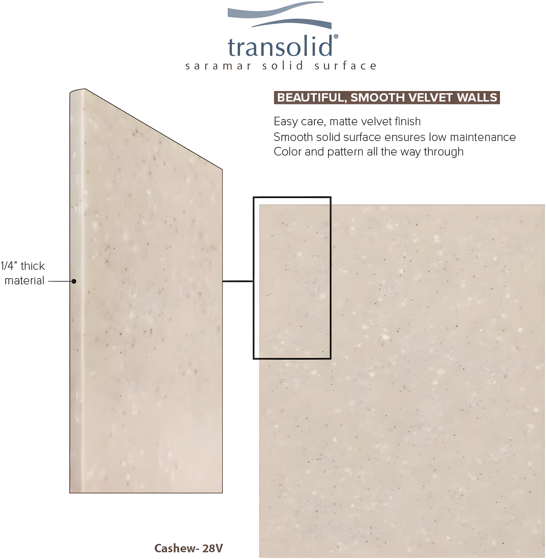 Transolid SaraMar W 36'' D H Glue Up Solid Surface Wall