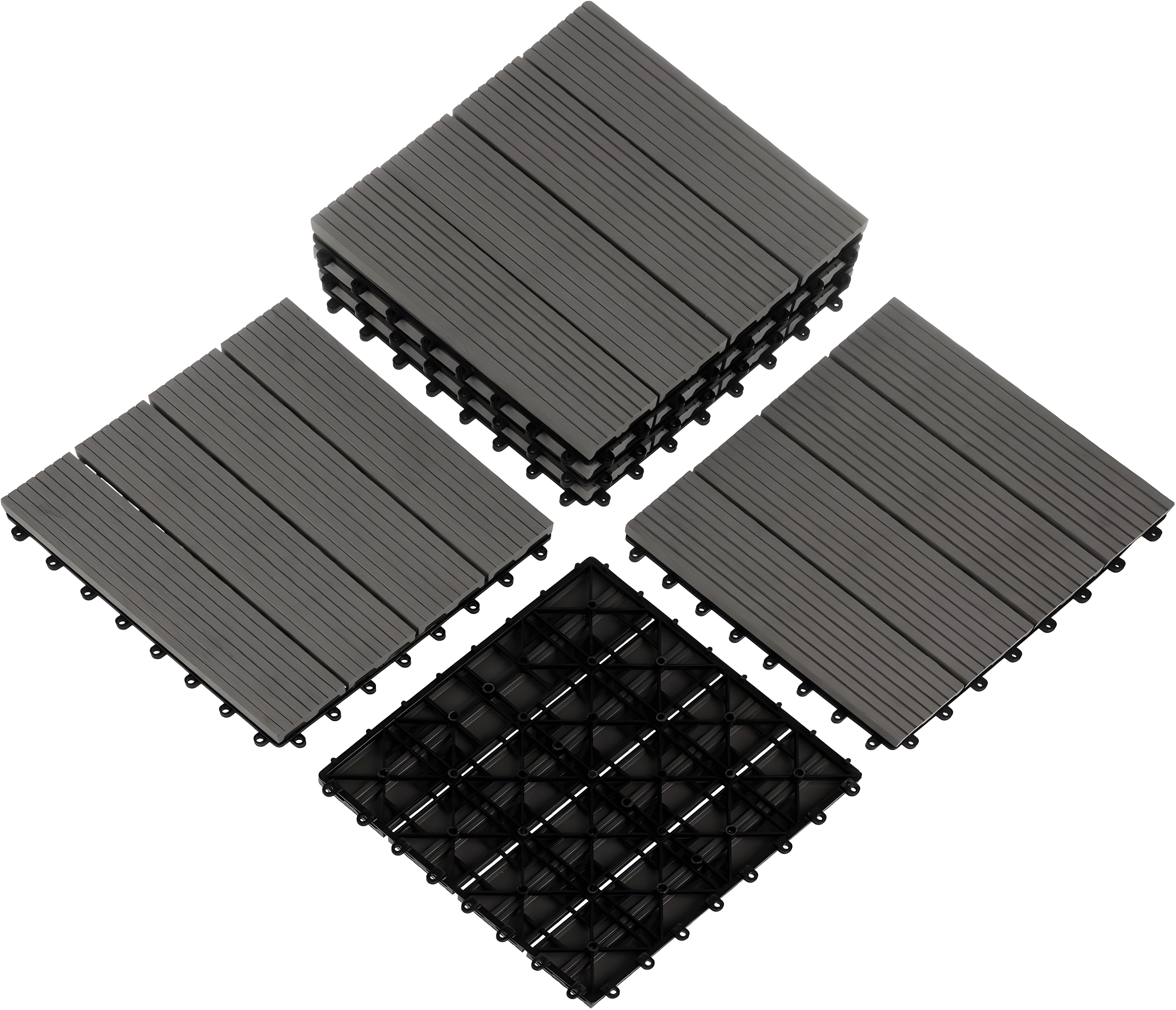 Deck Tiles - 6-Pack Wood Plastic Composite Interlocking Patio Tiles - 5.8SQFT Outdoor Flooring for Balcony, Porch, and Garage by Pure Garden