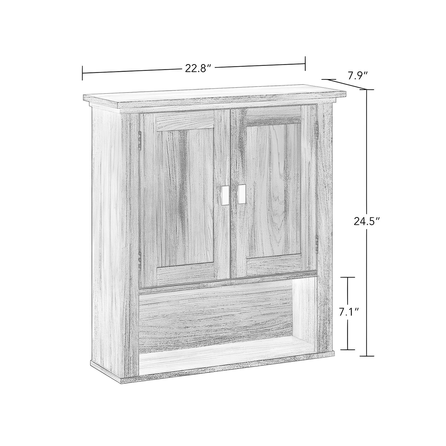 RiverRidge Hayward Two-Door Bathroom and Laundry Wall Mount Storage Medicine Cabinet with Fixed and Adjustable Shelf