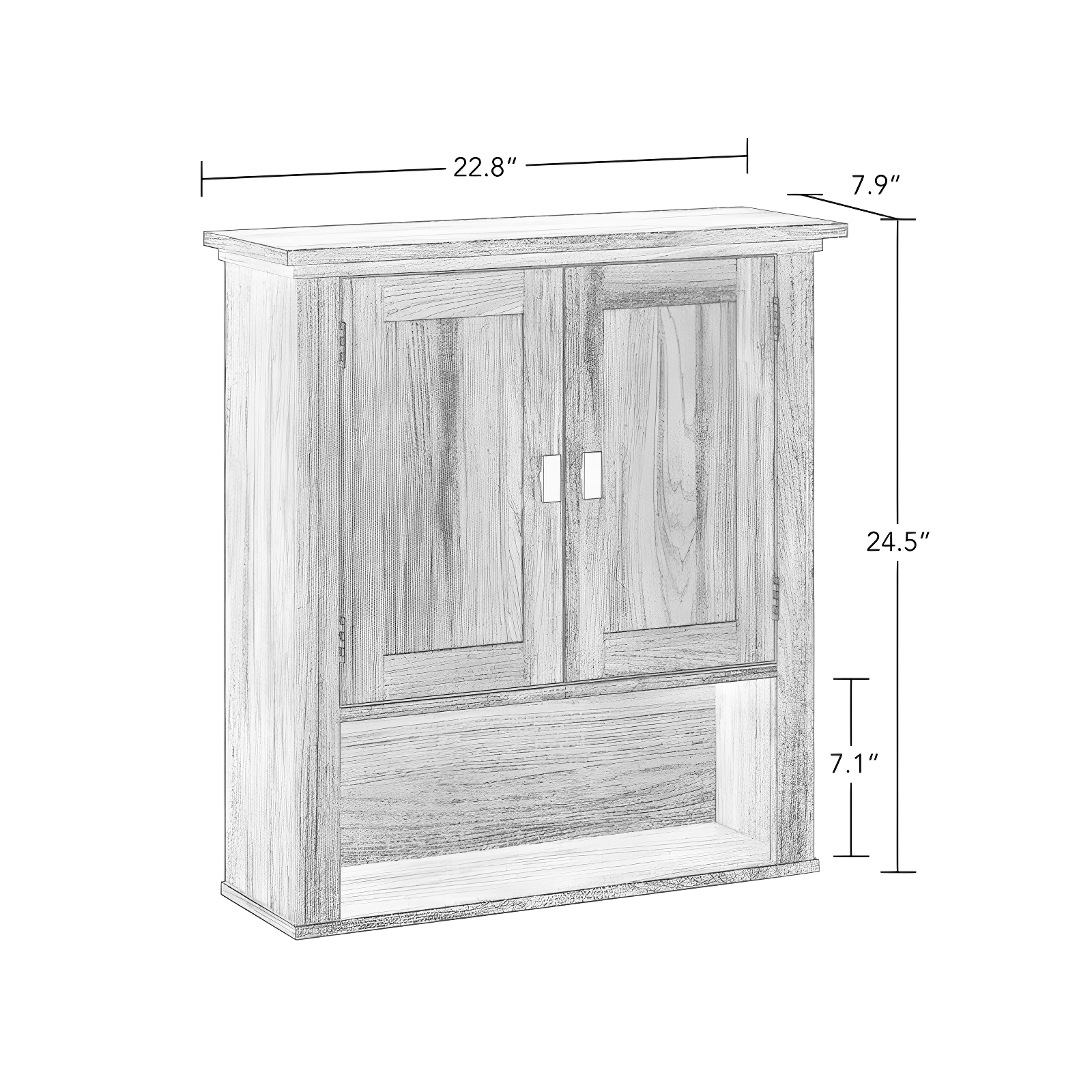 RiverRidge Hayward Two-Door Bathroom and Laundry Wall Mount Storage Medicine Cabinet with Fixed and Adjustable Shelf