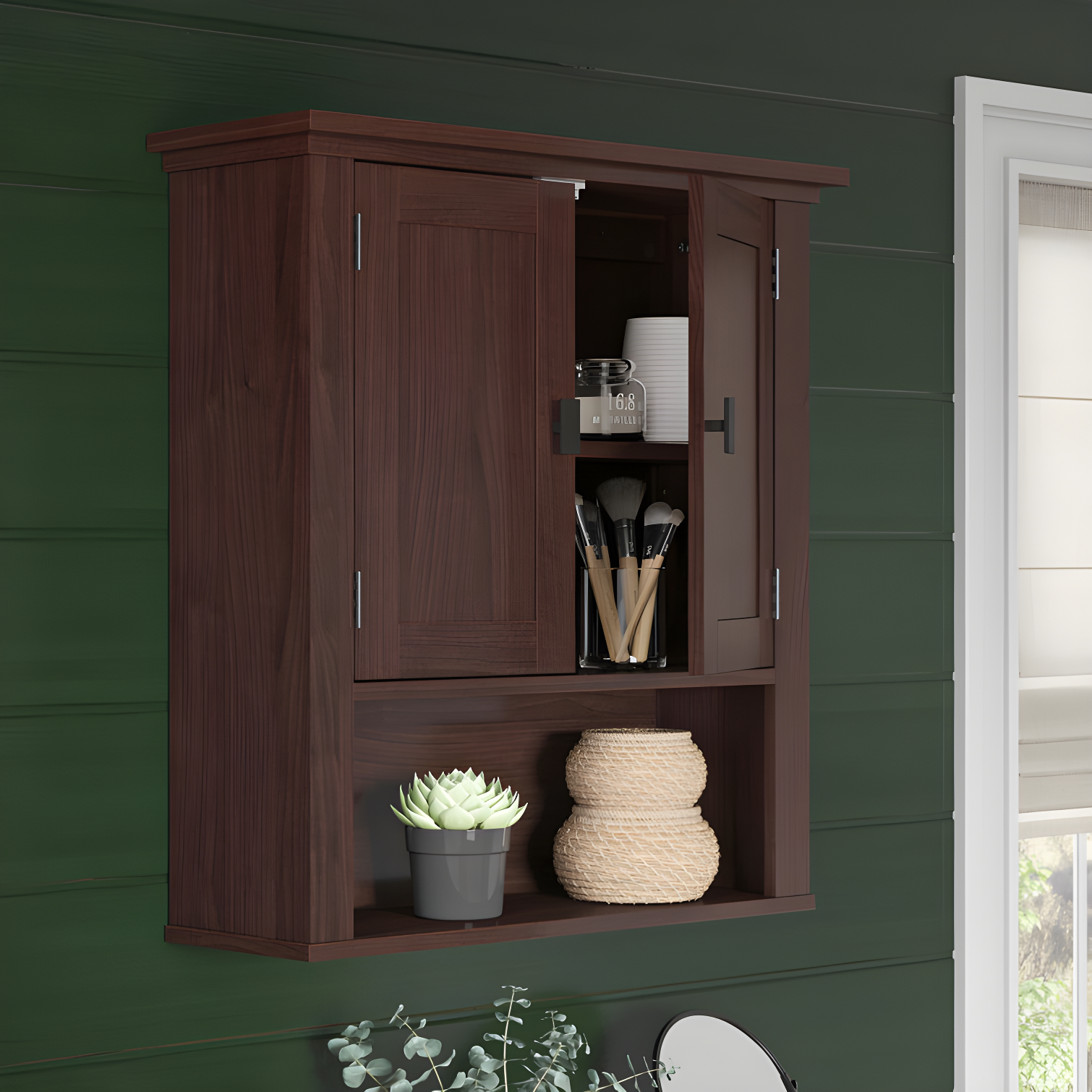 RiverRidge Hayward Two-Door Bathroom and Laundry Wall Mount Storage Medicine Cabinet with Fixed and Adjustable Shelf